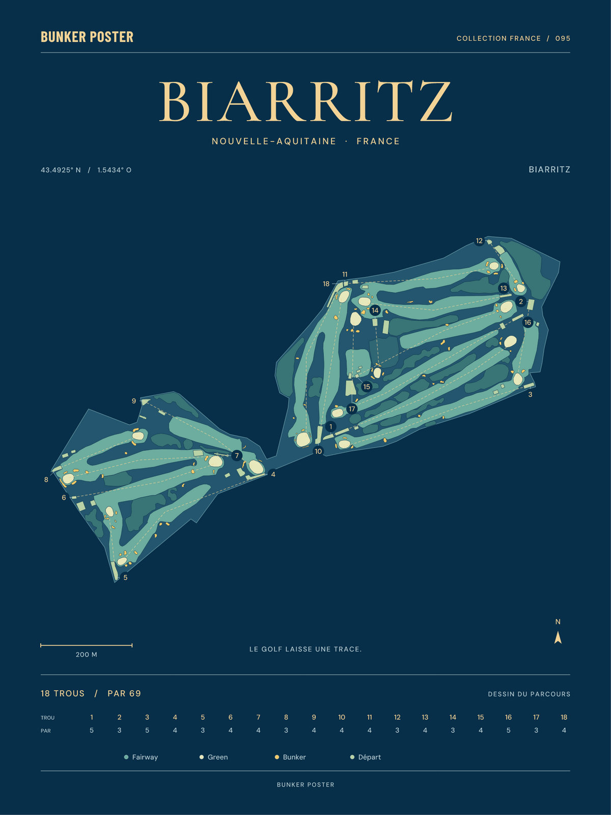Golf de Biarritz le Phare — Biarritz, Sable sur marine, 30 × 40 cm