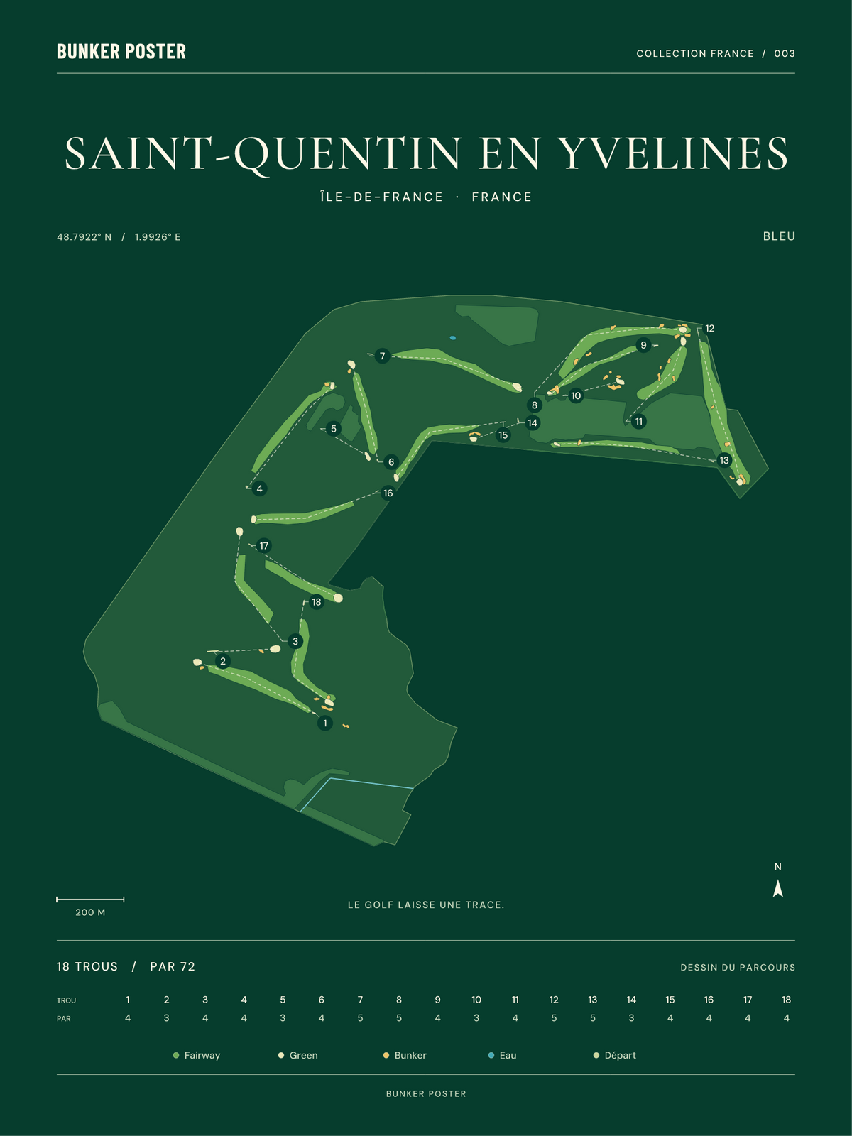 Golf de Saint-Quentin en Yvelines — Bleu, Vert club, 30 × 40 cm