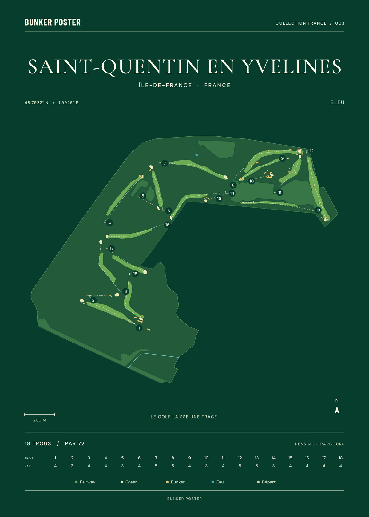 Golf de Saint-Quentin en Yvelines — Bleu, Vert club, 50 × 70 cm