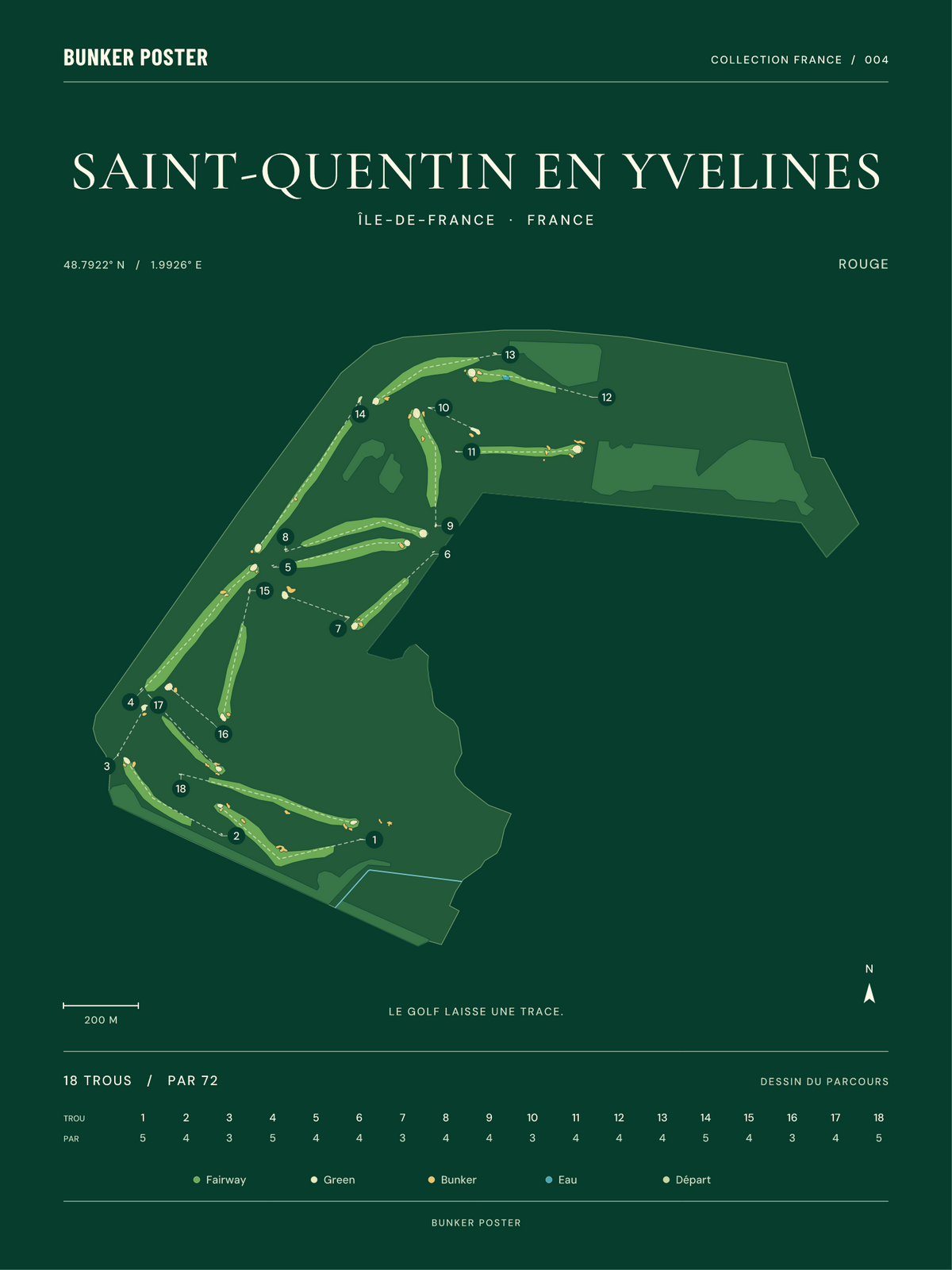 Golf de Saint-Quentin en Yvelines — Rouge, Vert club, 30 × 40 cm