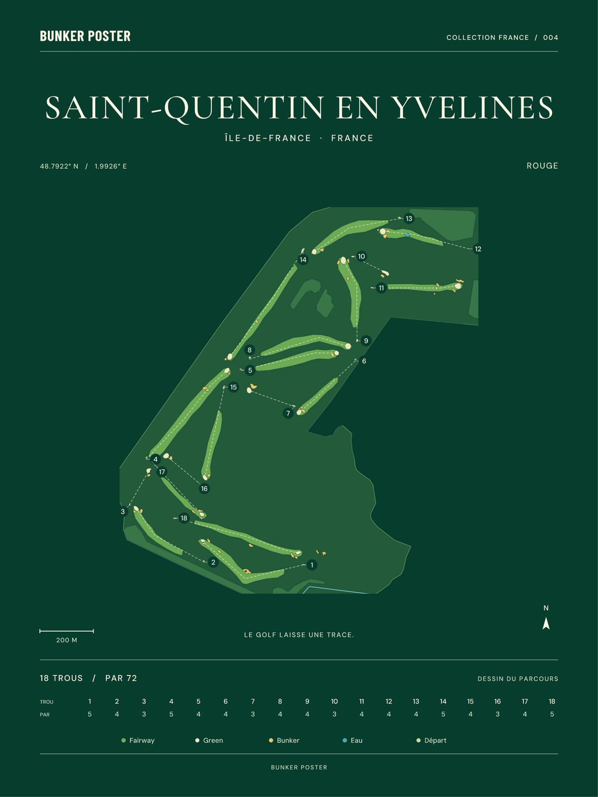Golf de Saint-Quentin en Yvelines — Rouge, Vert club, 30 × 40 cm