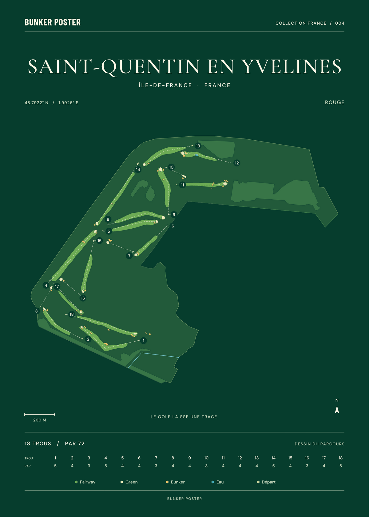 Golf de Saint-Quentin en Yvelines — Rouge, Vert club, 50 × 70 cm
