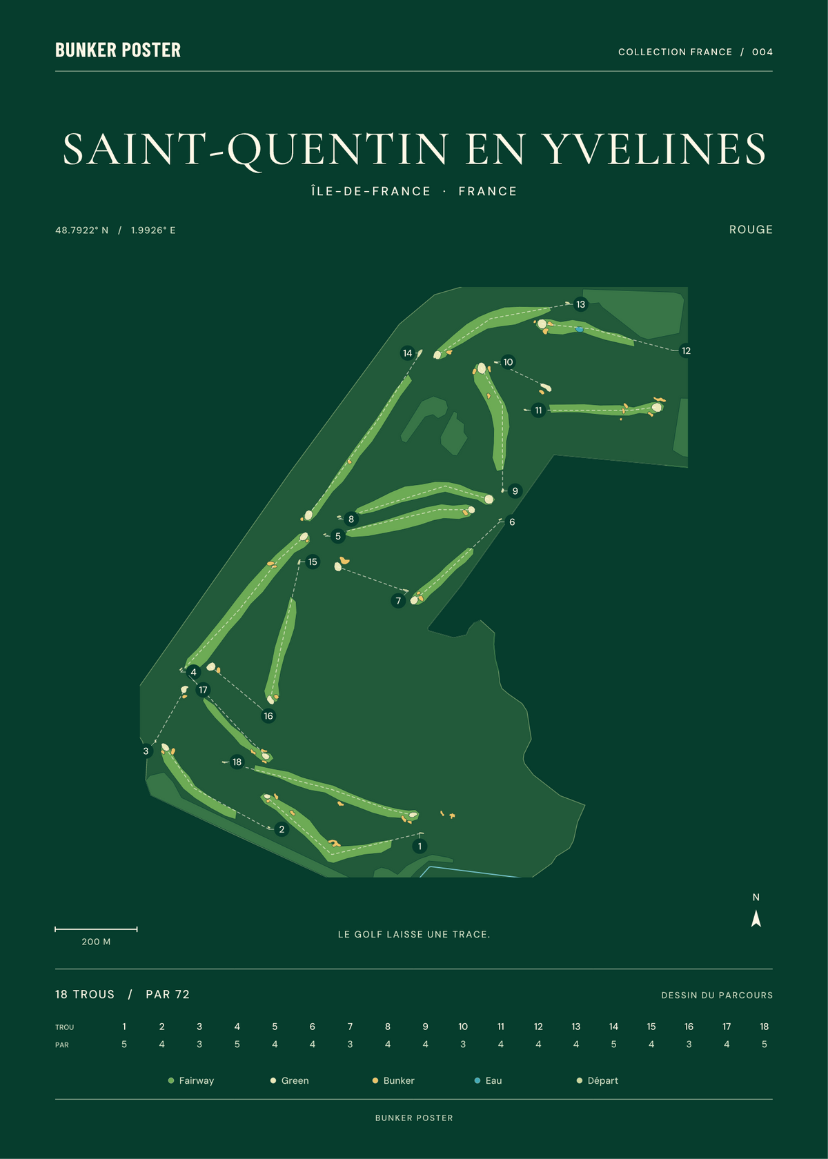 Golf de Saint-Quentin en Yvelines — Rouge, Vert club, 50 × 70 cm