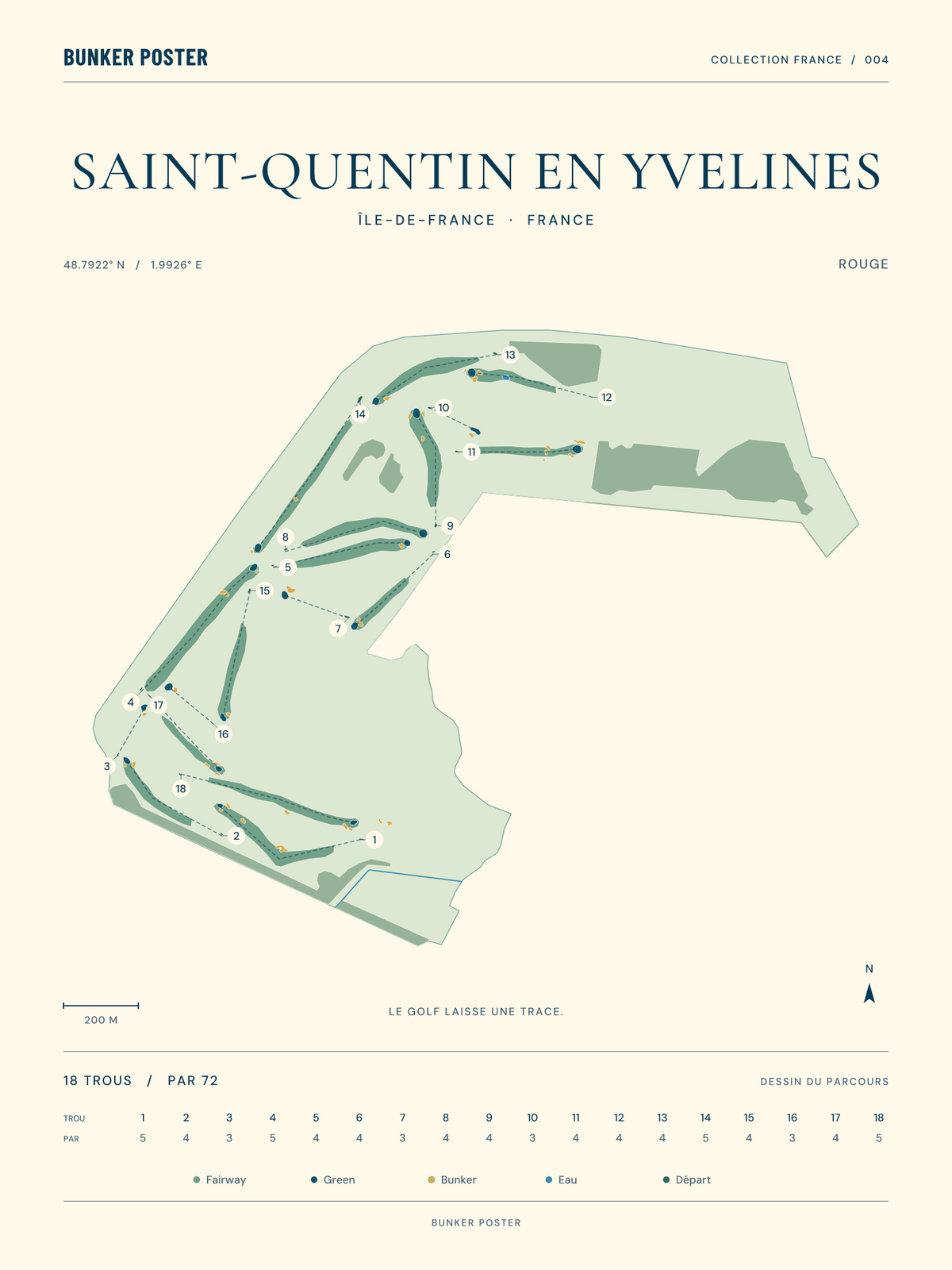 Golf de Saint-Quentin en Yvelines — Rouge, Marine sur sable, 30 × 40 cm