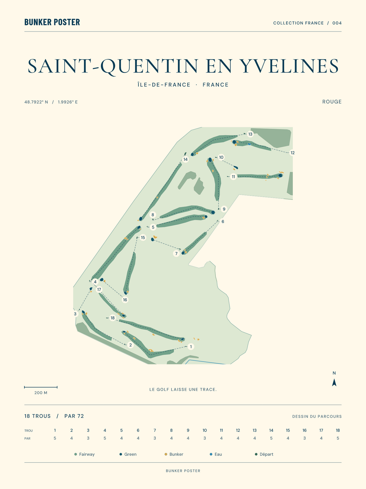 Golf de Saint-Quentin en Yvelines — Rouge, Marine sur sable, 30 × 40 cm