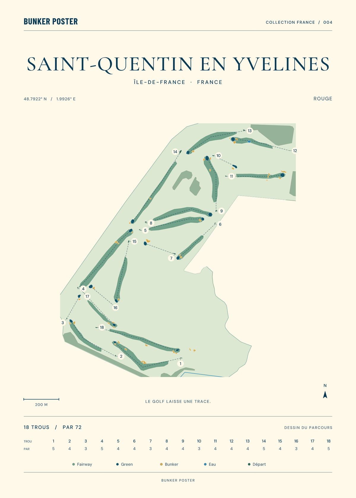 Golf de Saint-Quentin en Yvelines — Rouge, Marine sur sable, 50 × 70 cm