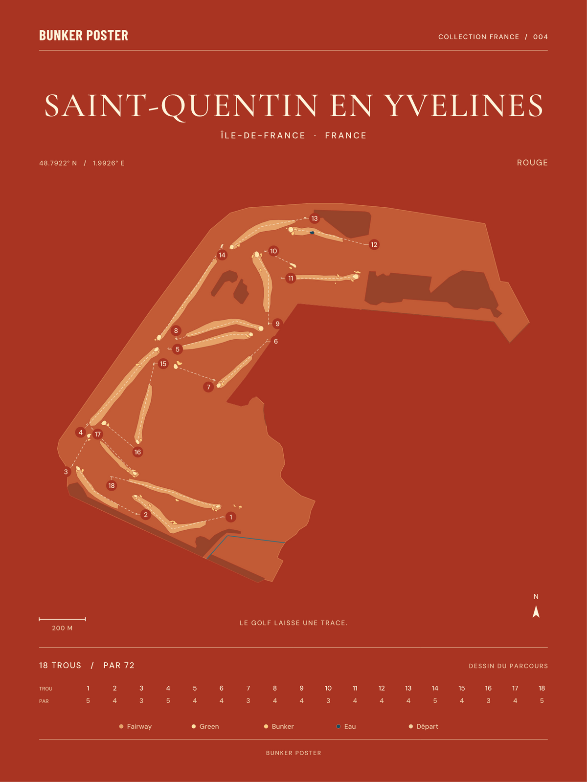 Golf de Saint-Quentin en Yvelines — Rouge, Terre cuite, 30 × 40 cm