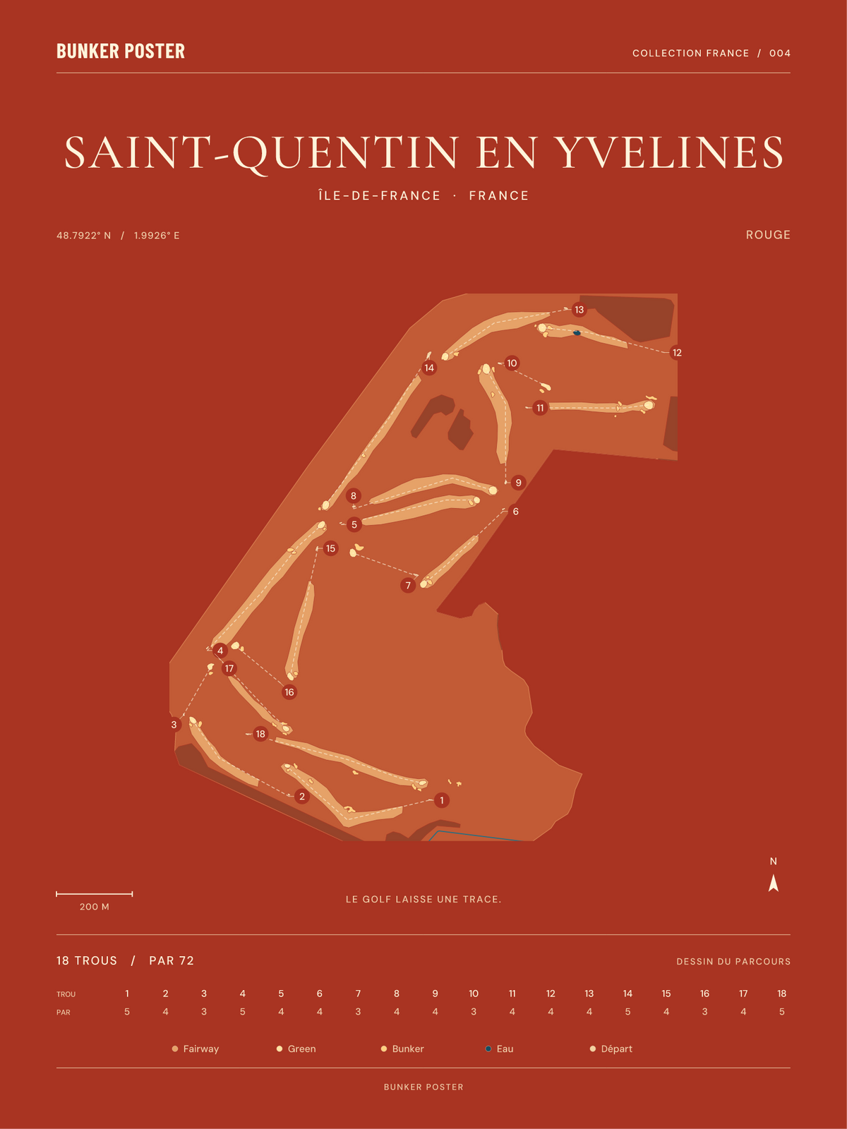 Golf de Saint-Quentin en Yvelines — Rouge, Terre cuite, 30 × 40 cm