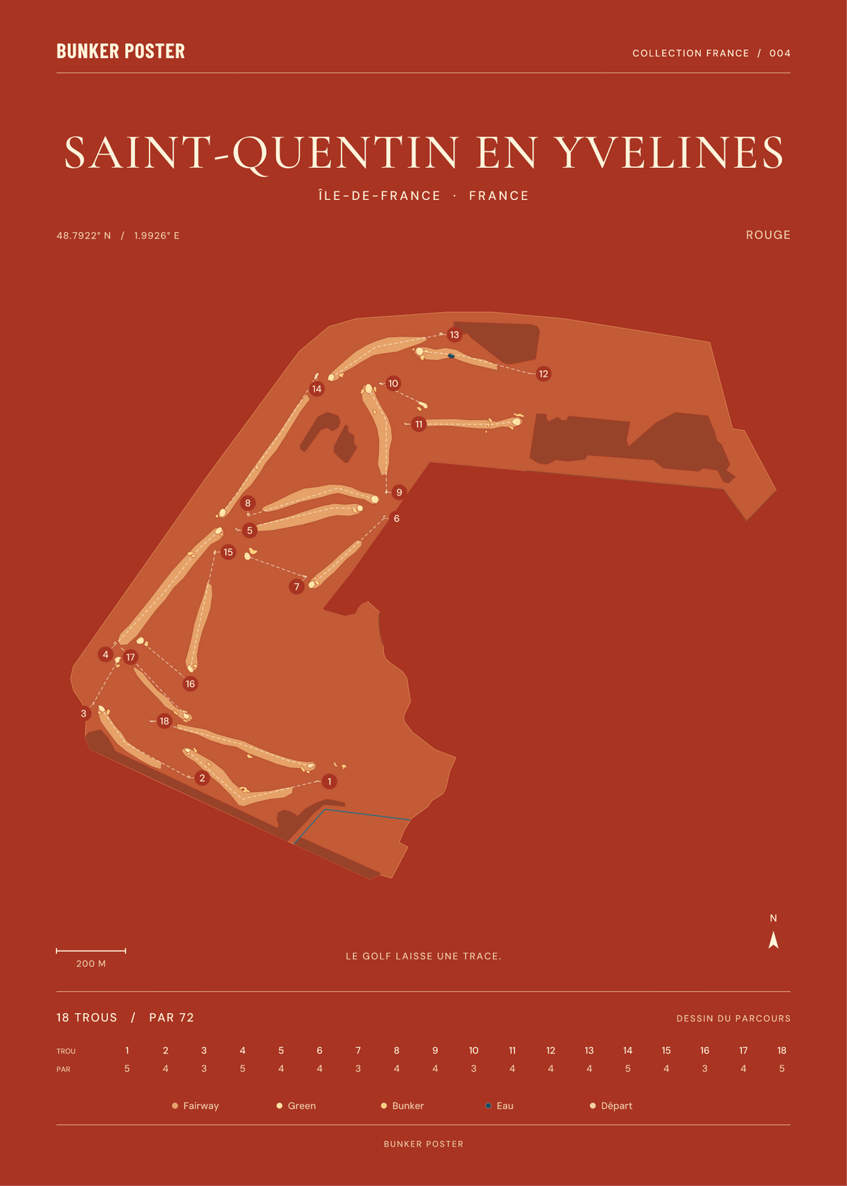 Golf de Saint-Quentin en Yvelines — Rouge, Terre cuite, 50 × 70 cm