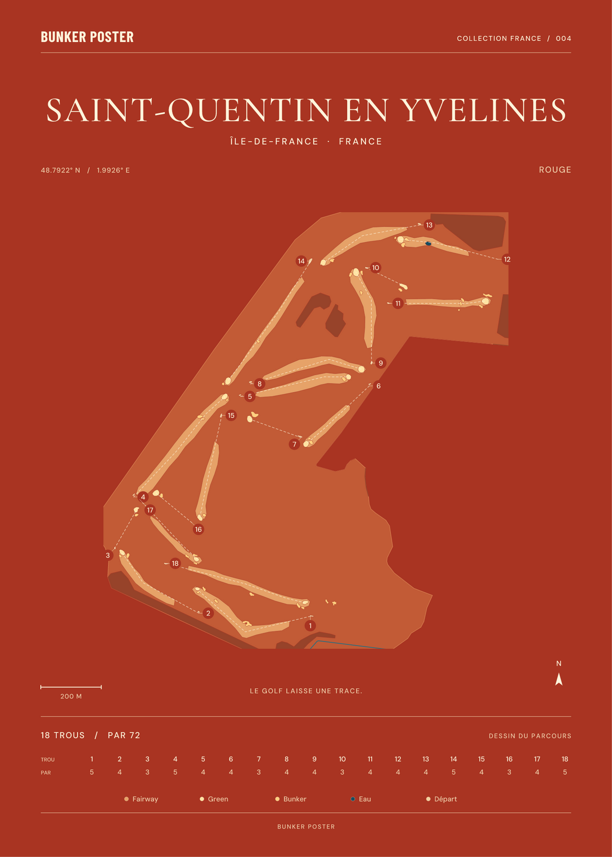 Golf de Saint-Quentin en Yvelines — Rouge, Terre cuite, 50 × 70 cm