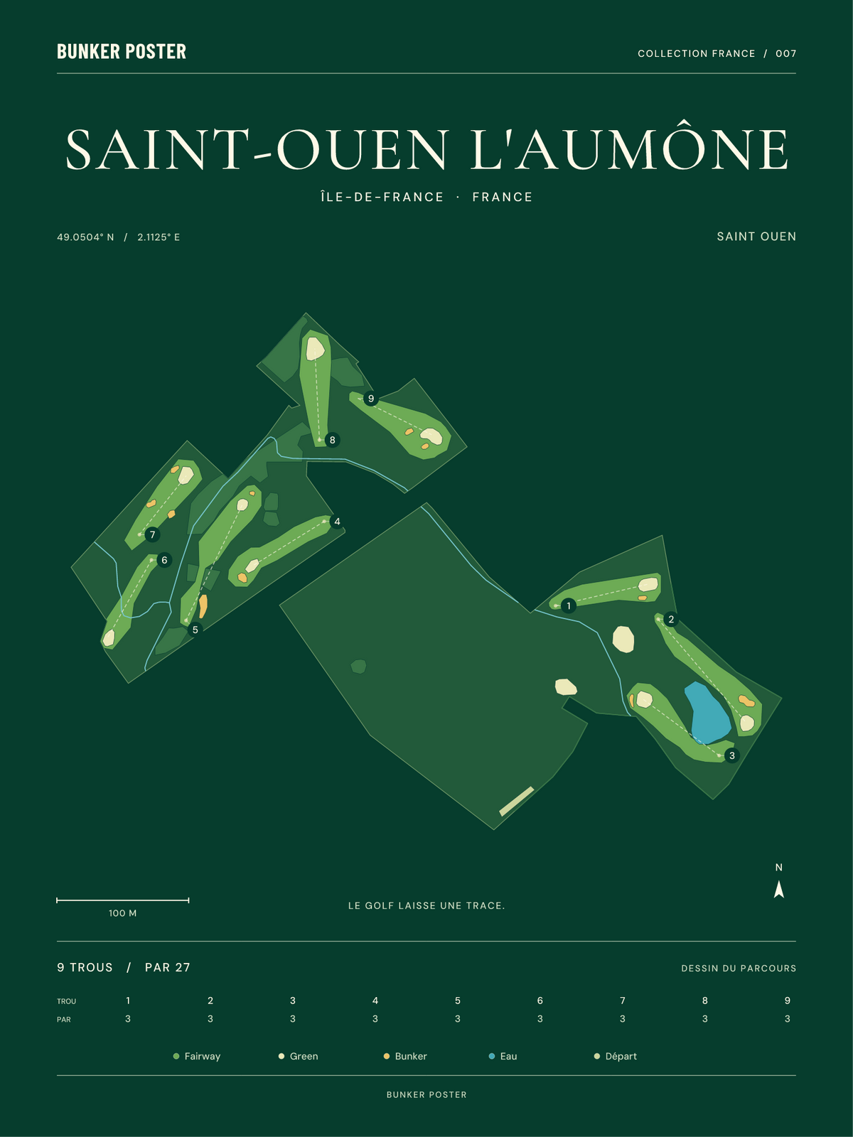 Golf de Saint-Ouen l'Aumône — Saint Ouen, Vert club, 30 × 40 cm