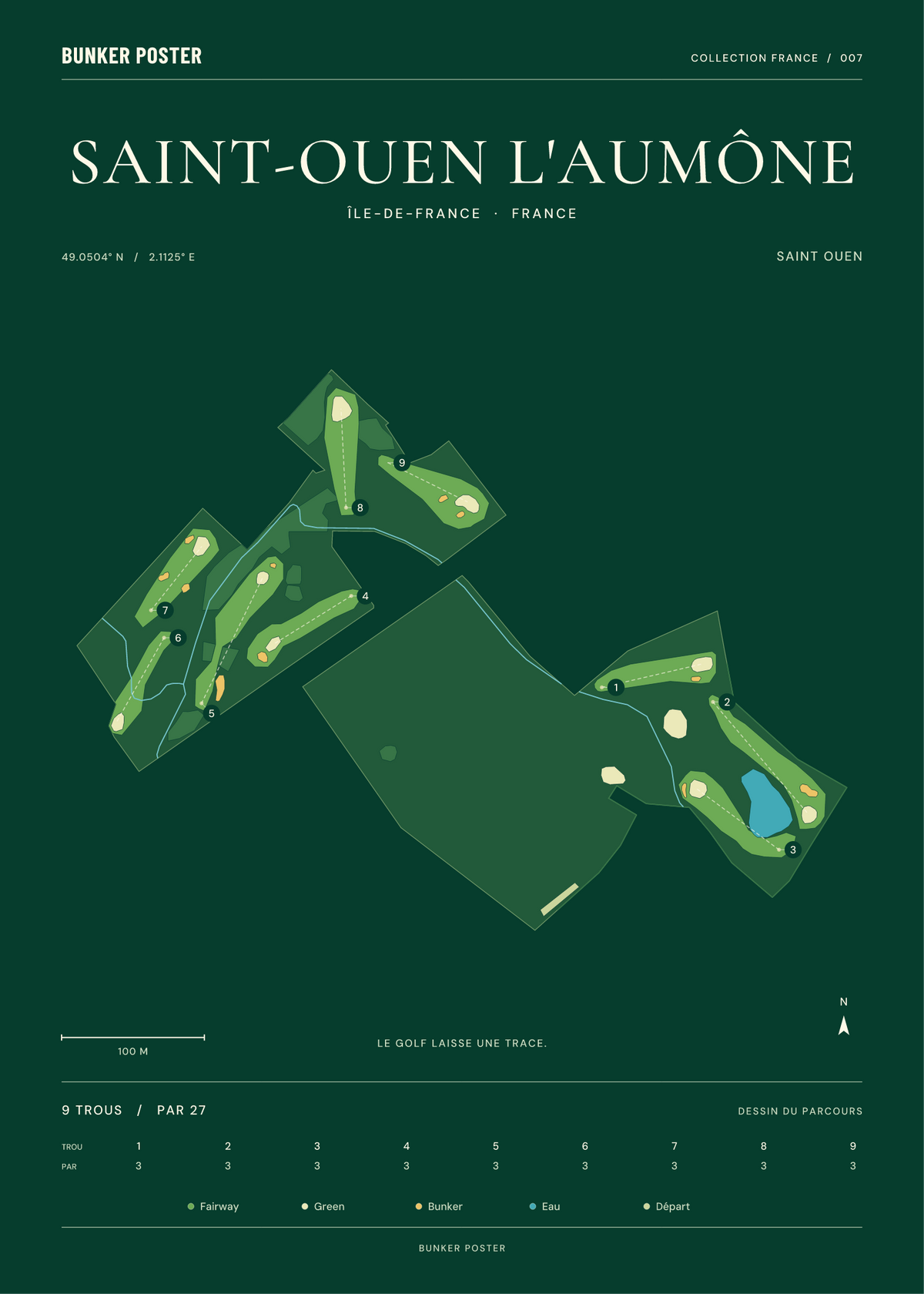 Golf de Saint-Ouen l'Aumône — Saint Ouen, Vert club, 50 × 70 cm