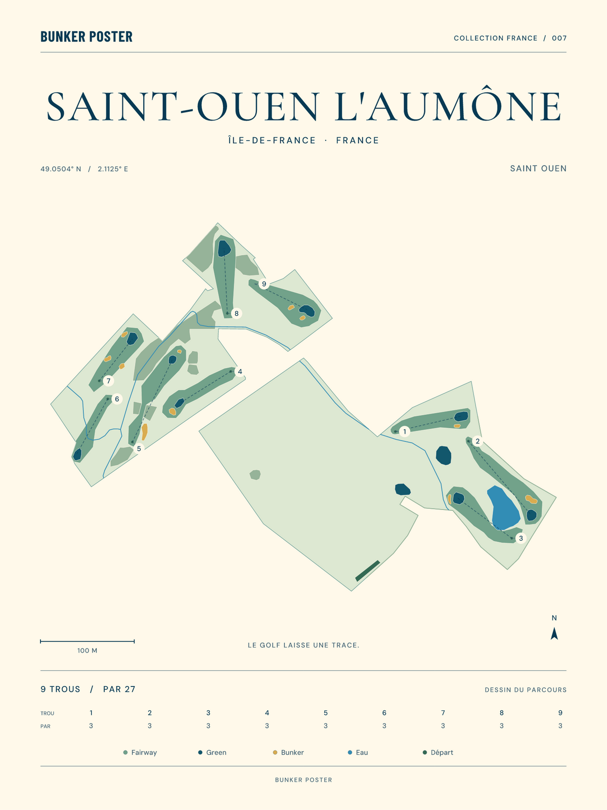 Golf de Saint-Ouen l'Aumône — Saint Ouen, Marine sur sable, 30 × 40 cm