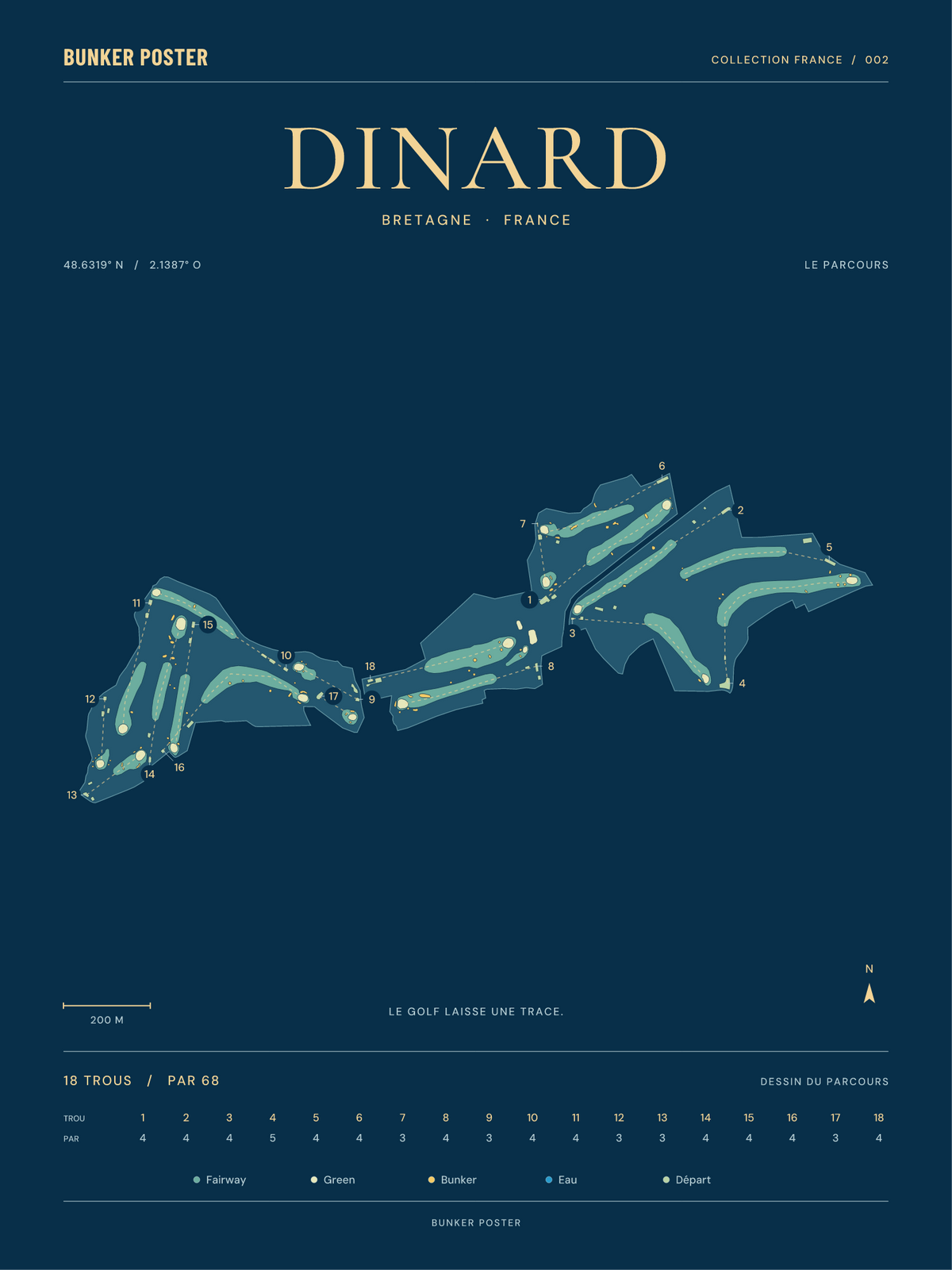 Bunker Poster — dinard, nuit, 30 × 40 cm