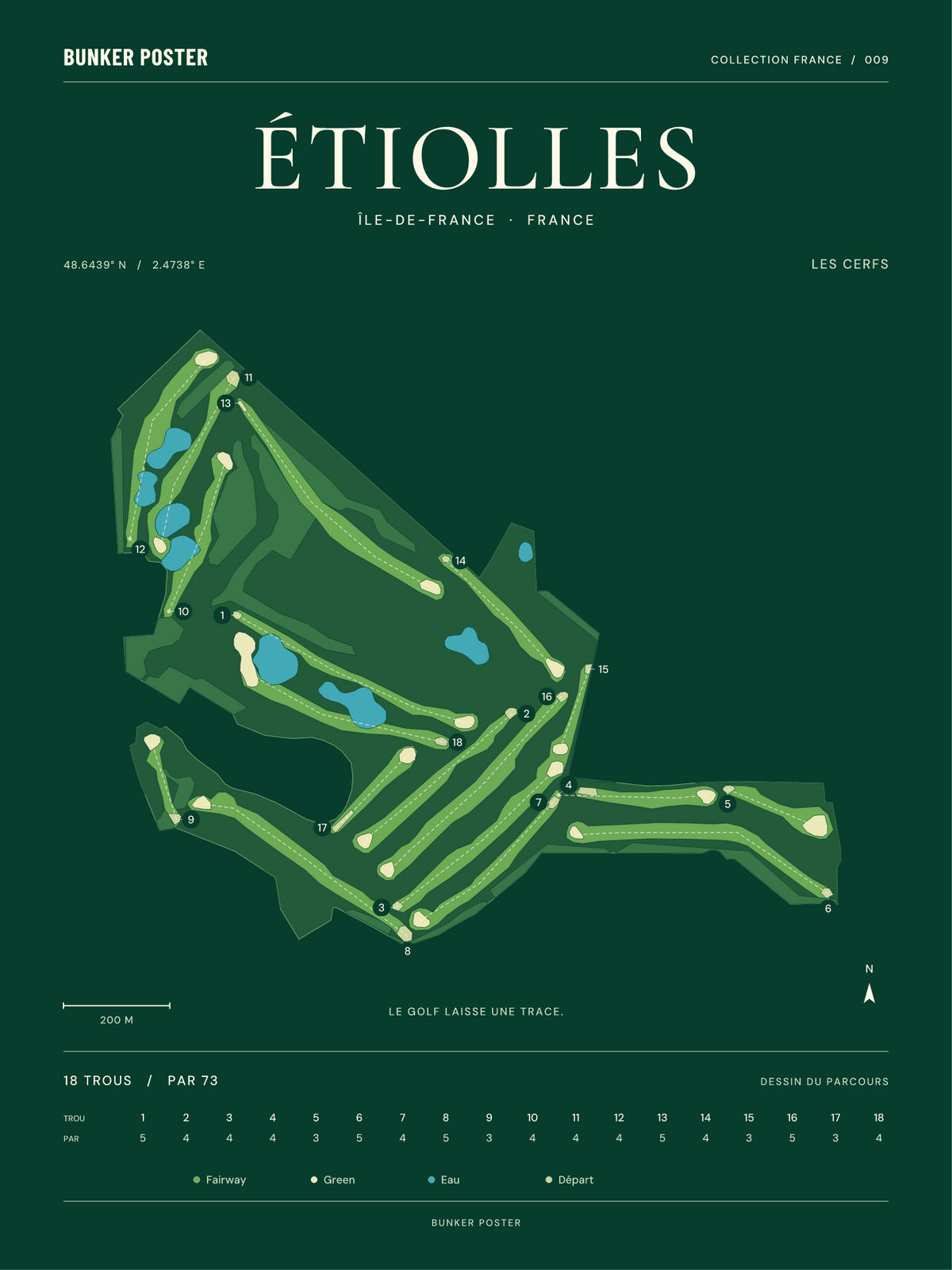 Golf d'Étiolles — Les Cerfs, Vert club, 30 × 40 cm