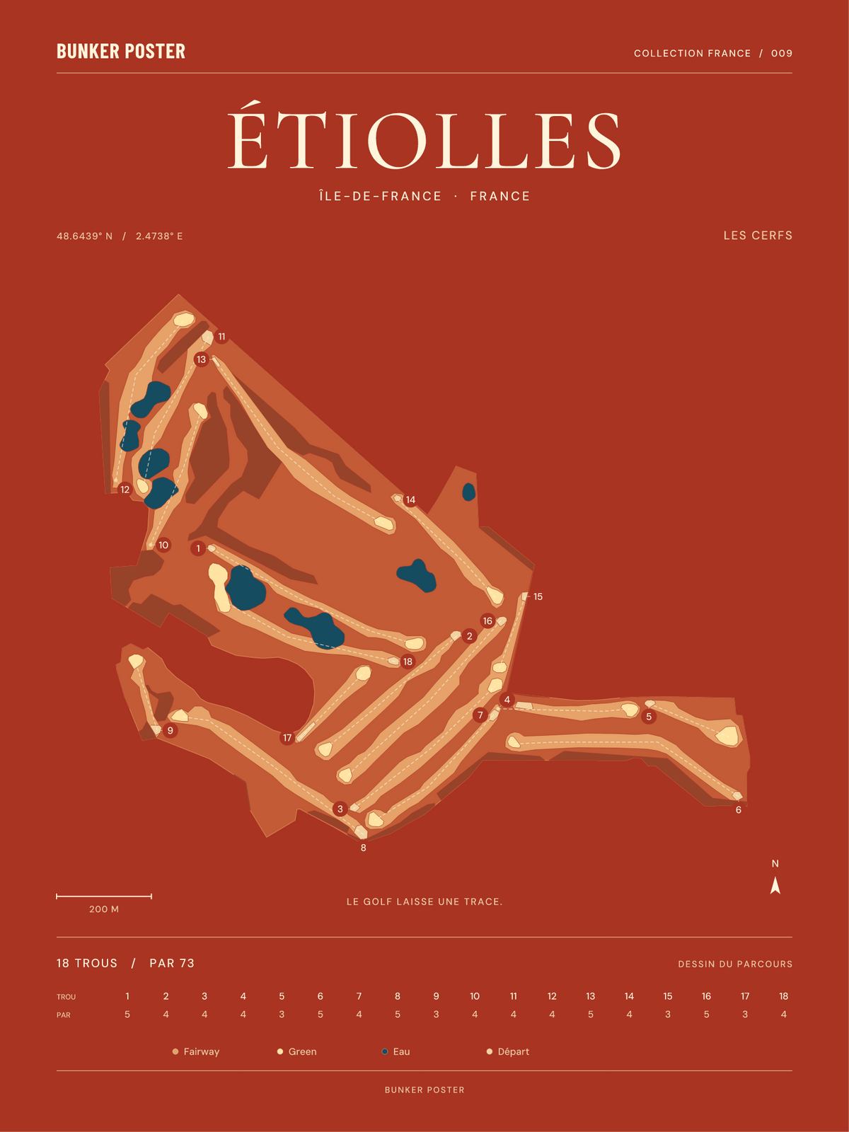 Golf d'Étiolles — Les Cerfs, Terre cuite, 30 × 40 cm