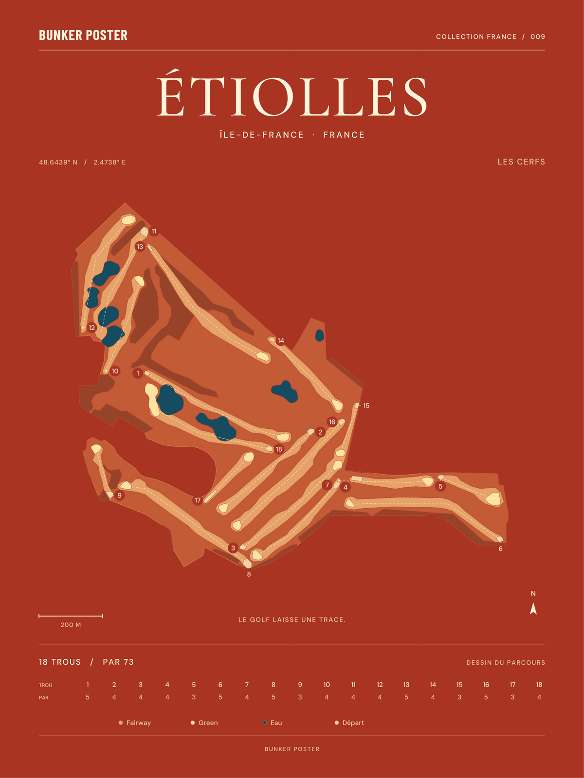 Golf d'Étiolles — Les Cerfs, Terre cuite, 30 × 40 cm