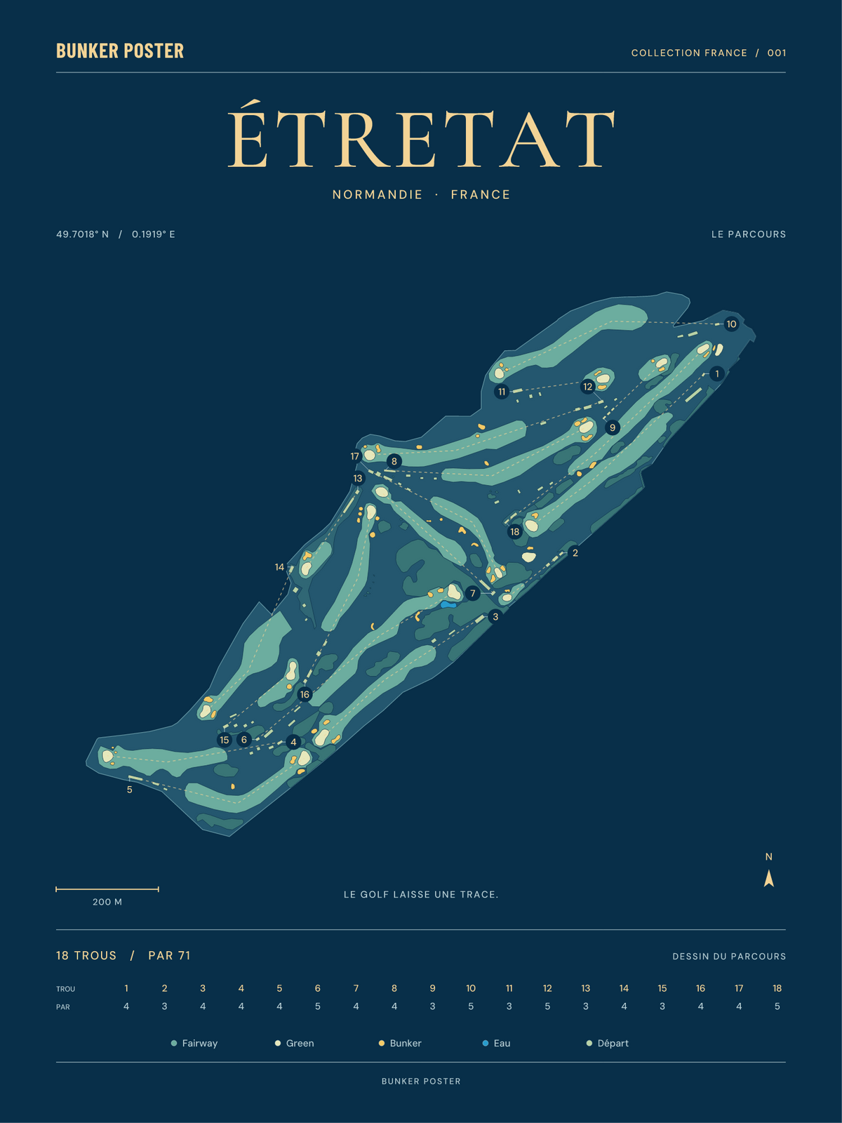 Bunker Poster — etretat, nuit, 30 × 40 cm