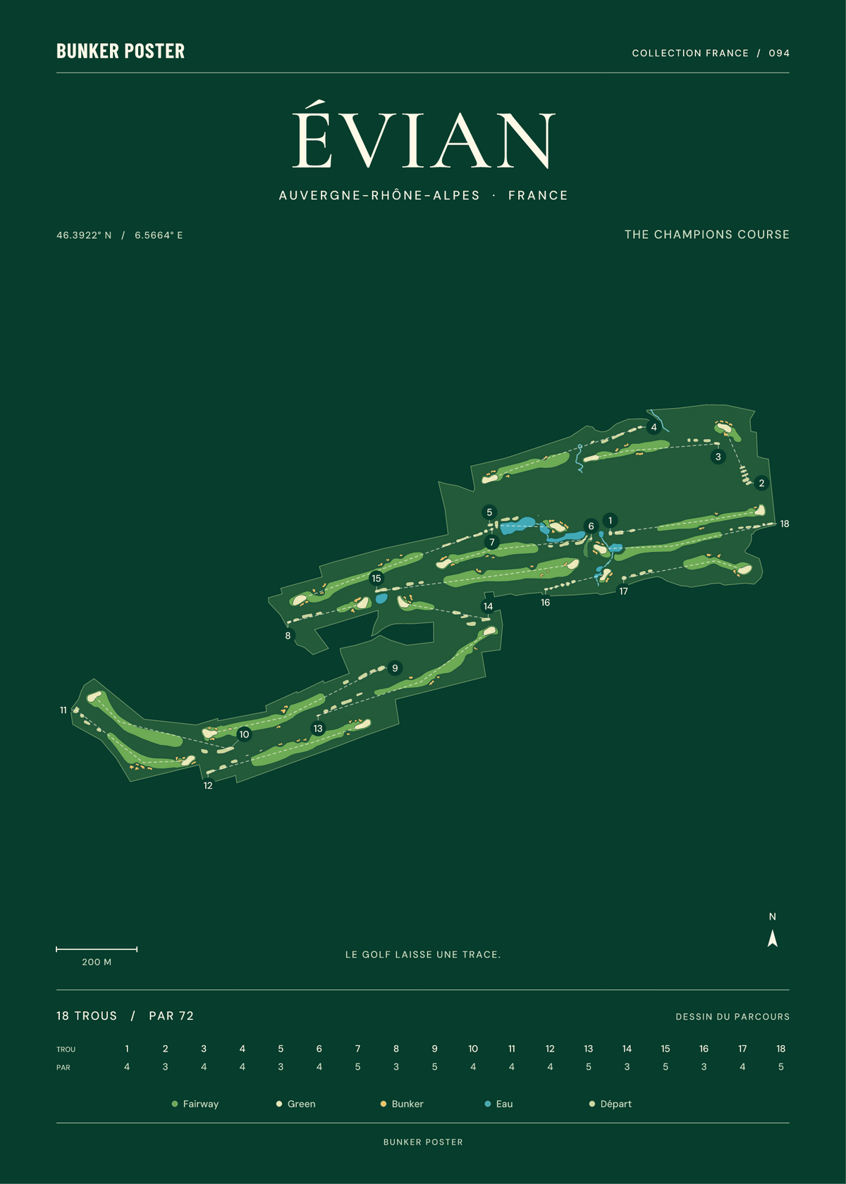 Evian Resort Golf Club — The Champions Course, Vert club, 50 × 70 cm