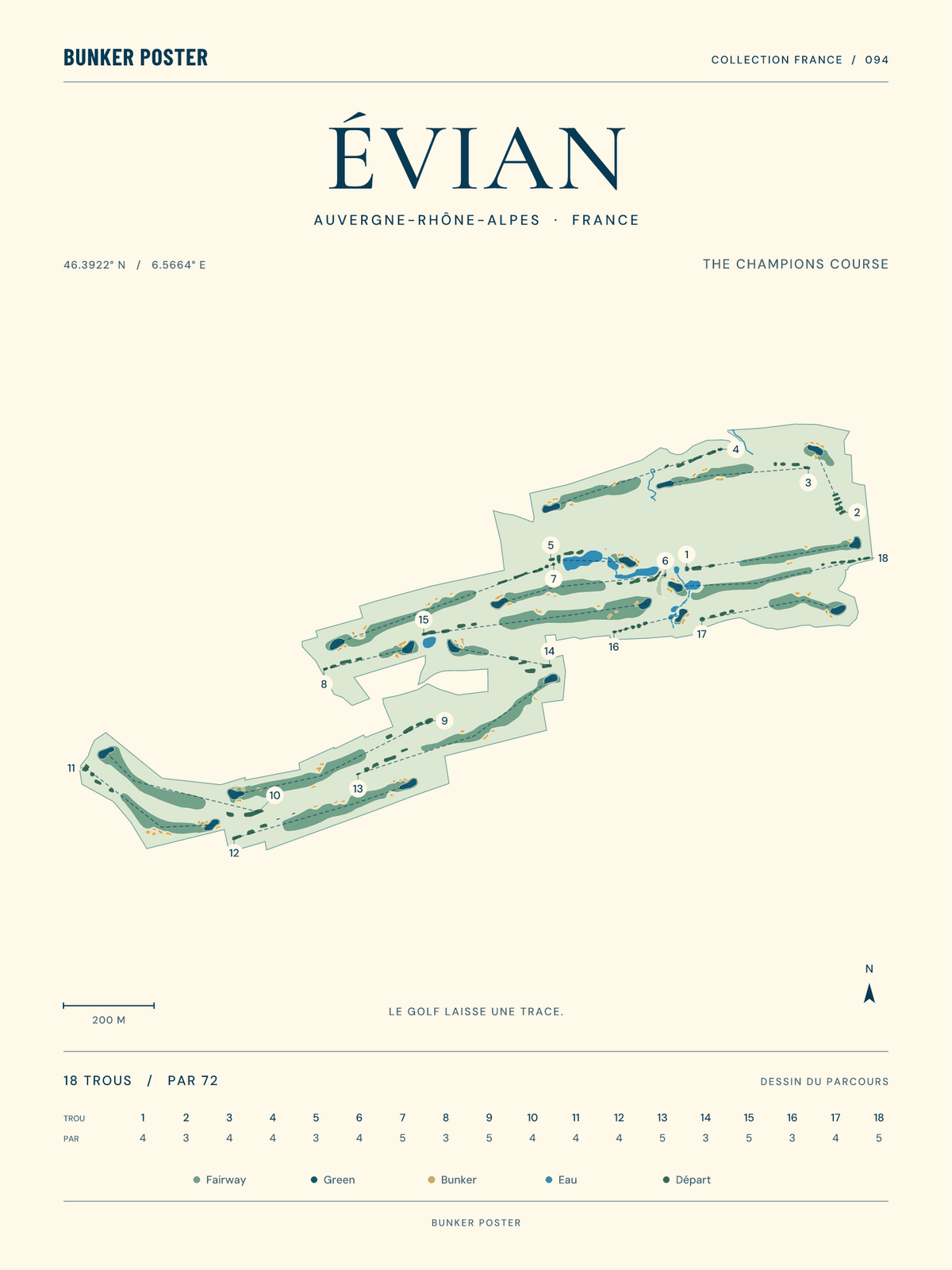 Evian Resort Golf Club — The Champions Course, Marine sur sable, 30 × 40 cm