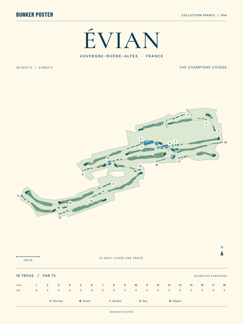 Evian Resort Golf Club — The Champions Course, Marine sur sable, 30 × 40 cm