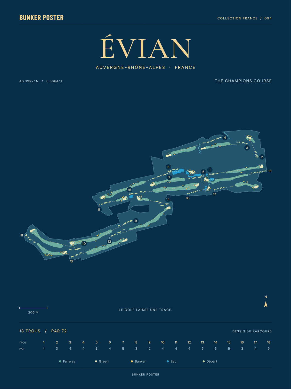Evian Resort Golf Club — The Champions Course, Sable sur marine, 30 × 40 cm