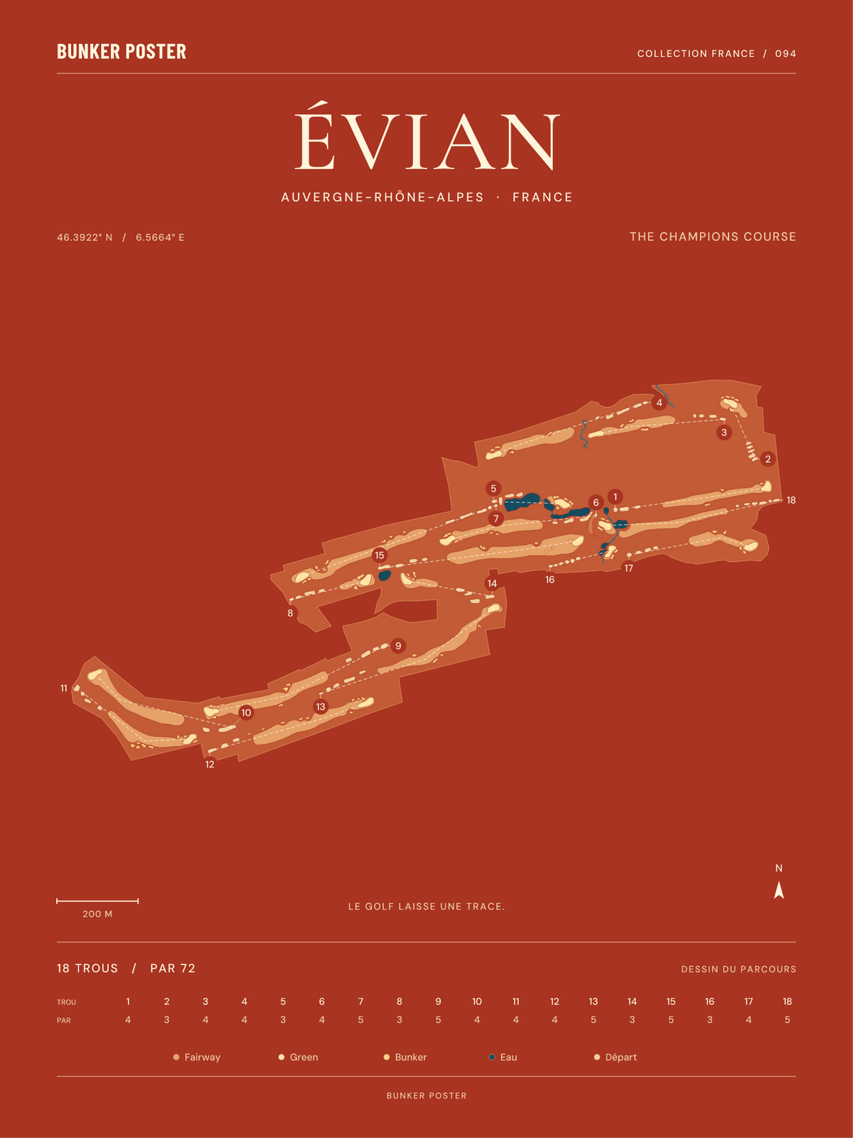 Evian Resort Golf Club — The Champions Course, Terre cuite, 30 × 40 cm