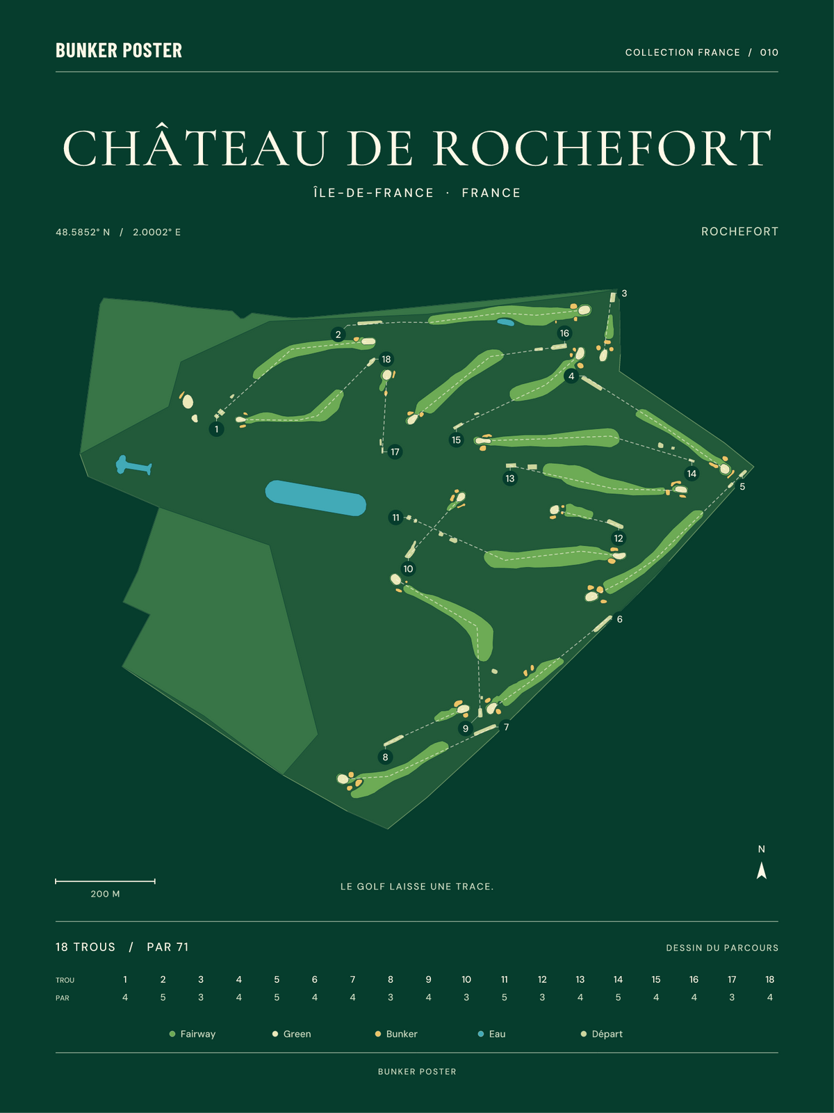 Golf du Château de Rochefort — Rochefort, Vert club, 30 × 40 cm