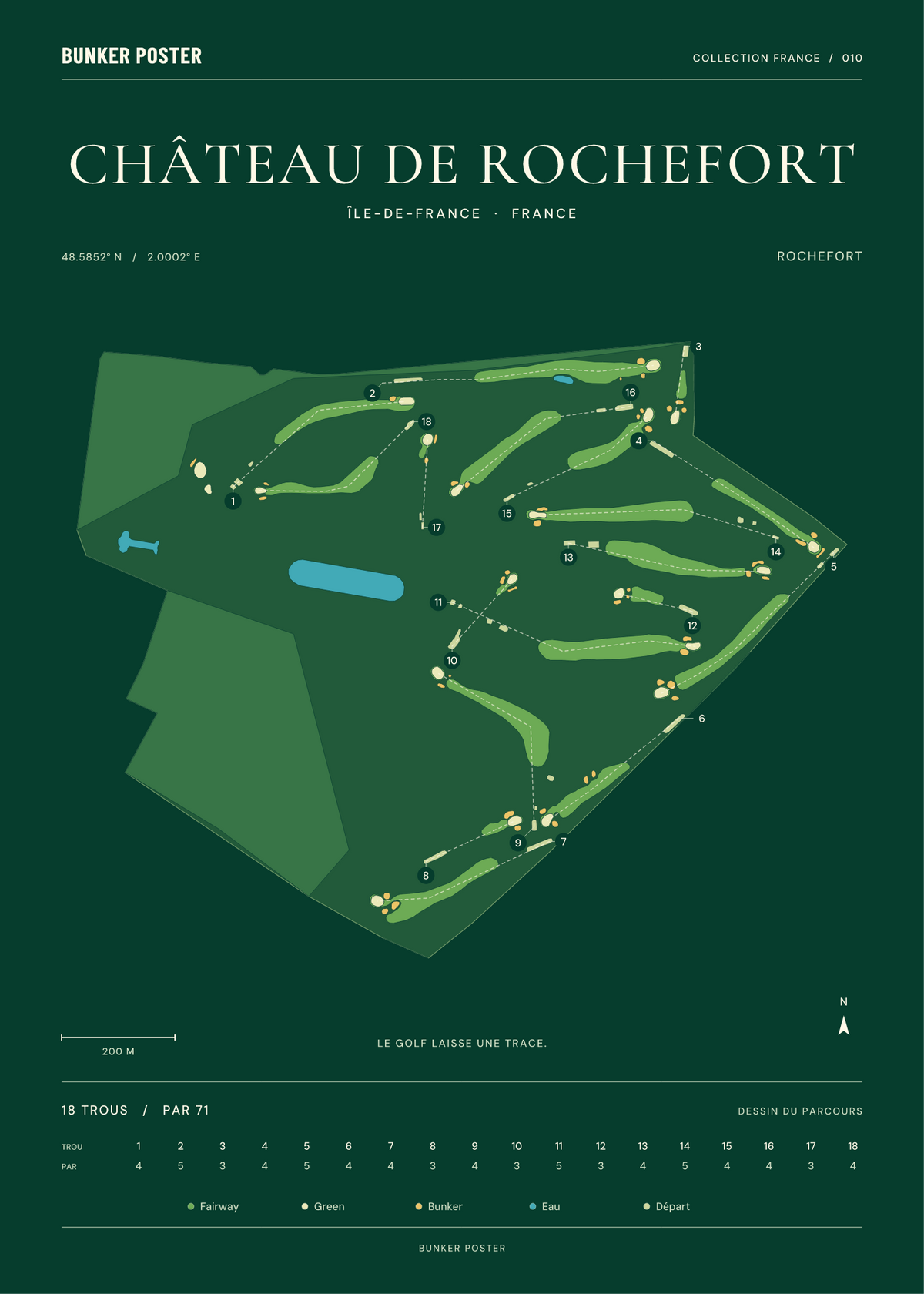 Golf du Château de Rochefort — Rochefort, Vert club, 50 × 70 cm