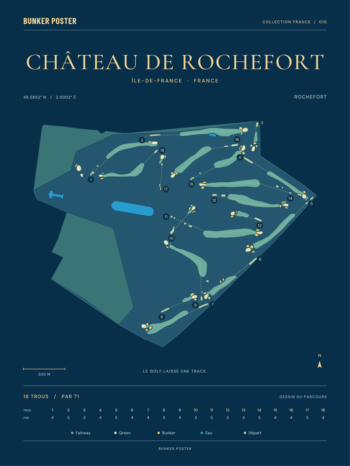 Golf du Château de Rochefort — Rochefort, Sable sur marine, 30 × 40 cm