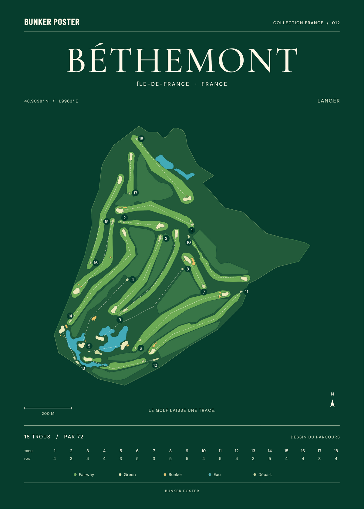 Golf de Béthemont — Langer, Vert club, 50 × 70 cm