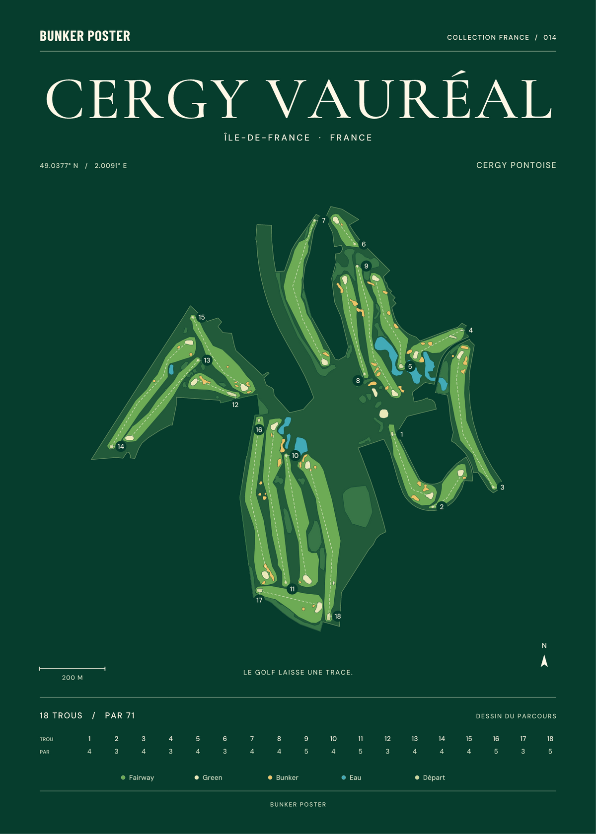 Golf de Cergy Vauréal — Cergy Pontoise, Vert club, 50 × 70 cm
