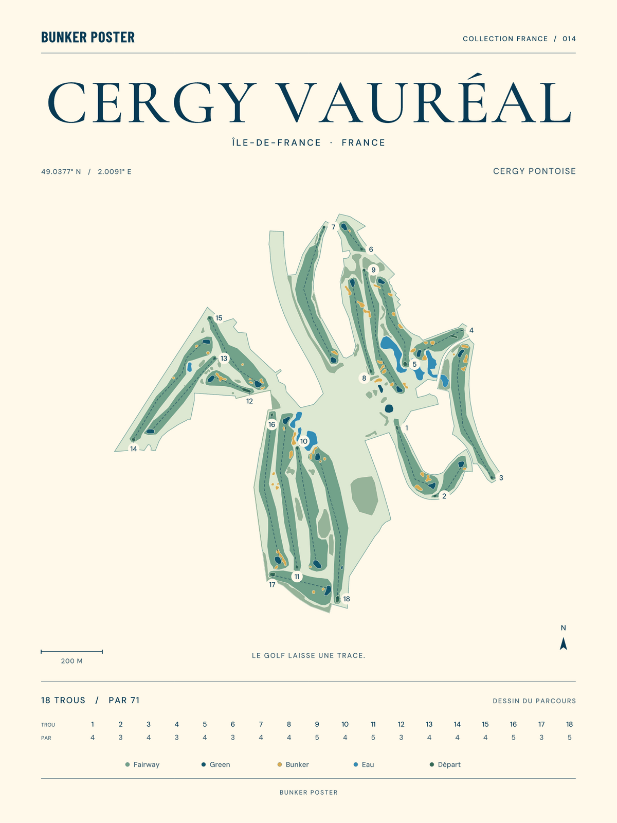 Golf de Cergy Vauréal — Cergy Pontoise, Marine sur sable, 30 × 40 cm