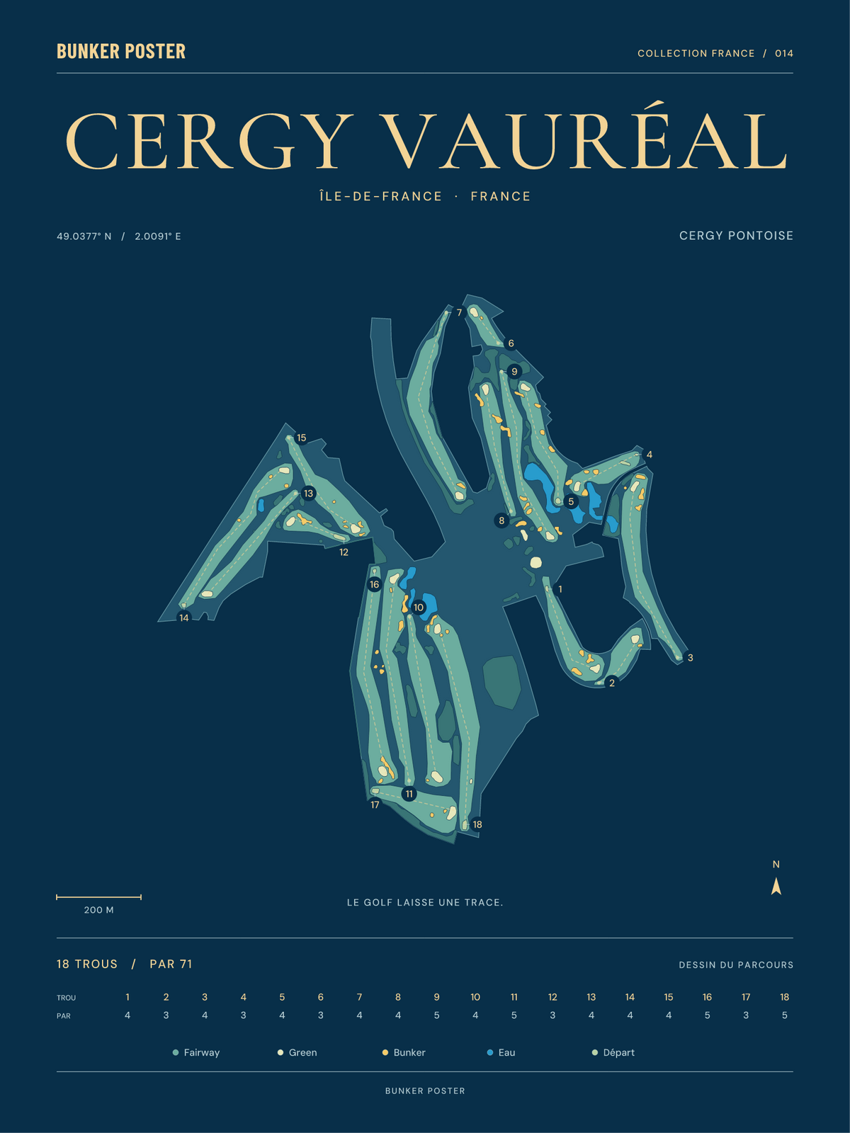 Golf de Cergy Vauréal — Cergy Pontoise, Sable sur marine, 30 × 40 cm