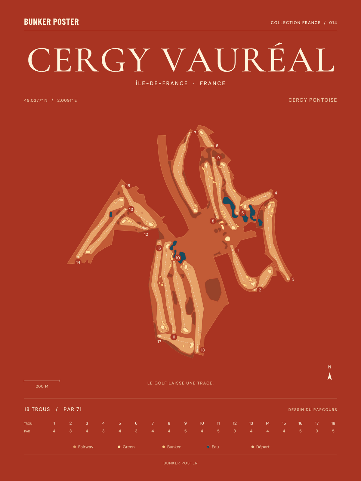 Golf de Cergy Vauréal — Cergy Pontoise, Terre cuite, 30 × 40 cm
