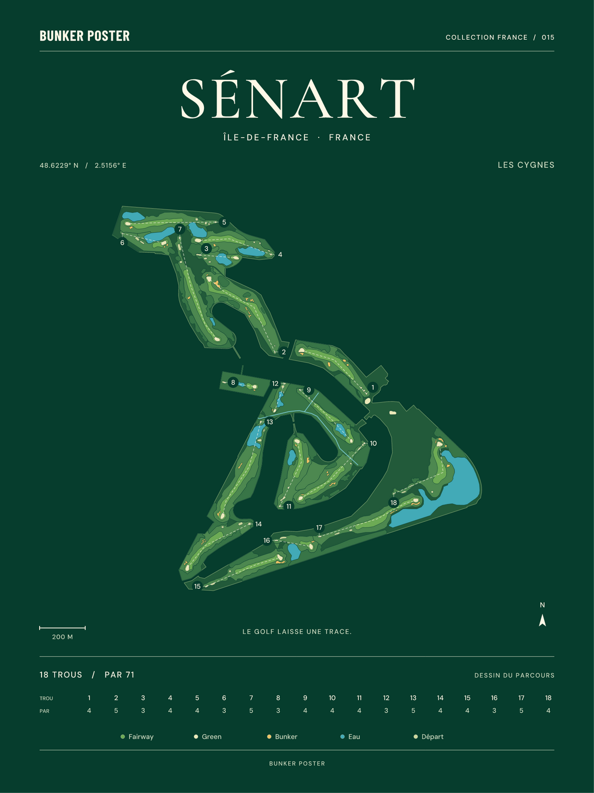 Golf de Sénart — Les Cygnes, Vert club, 30 × 40 cm