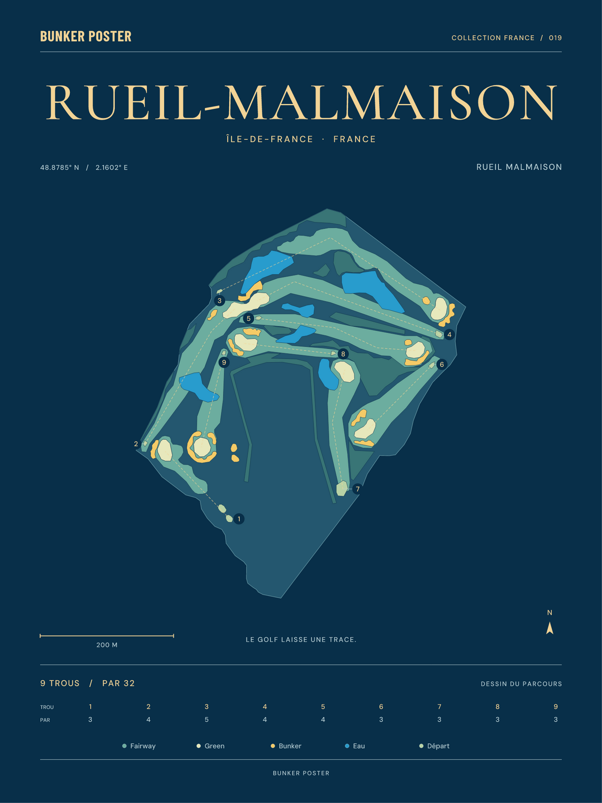 Golf Bluegreen Rueil-Malmaison — Rueil Malmaison, Sable sur marine, 30 × 40 cm
