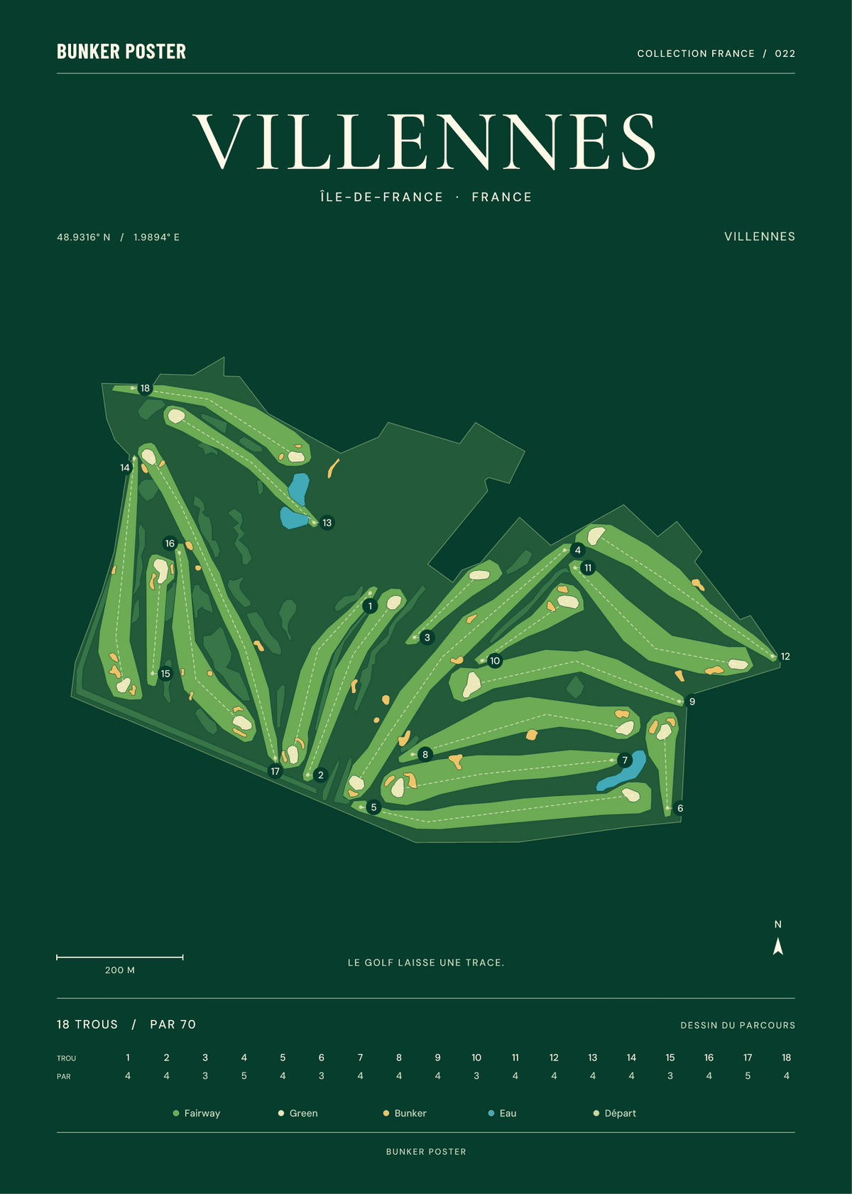 Golf de Villennes — Villennes, Vert club, 50 × 70 cm