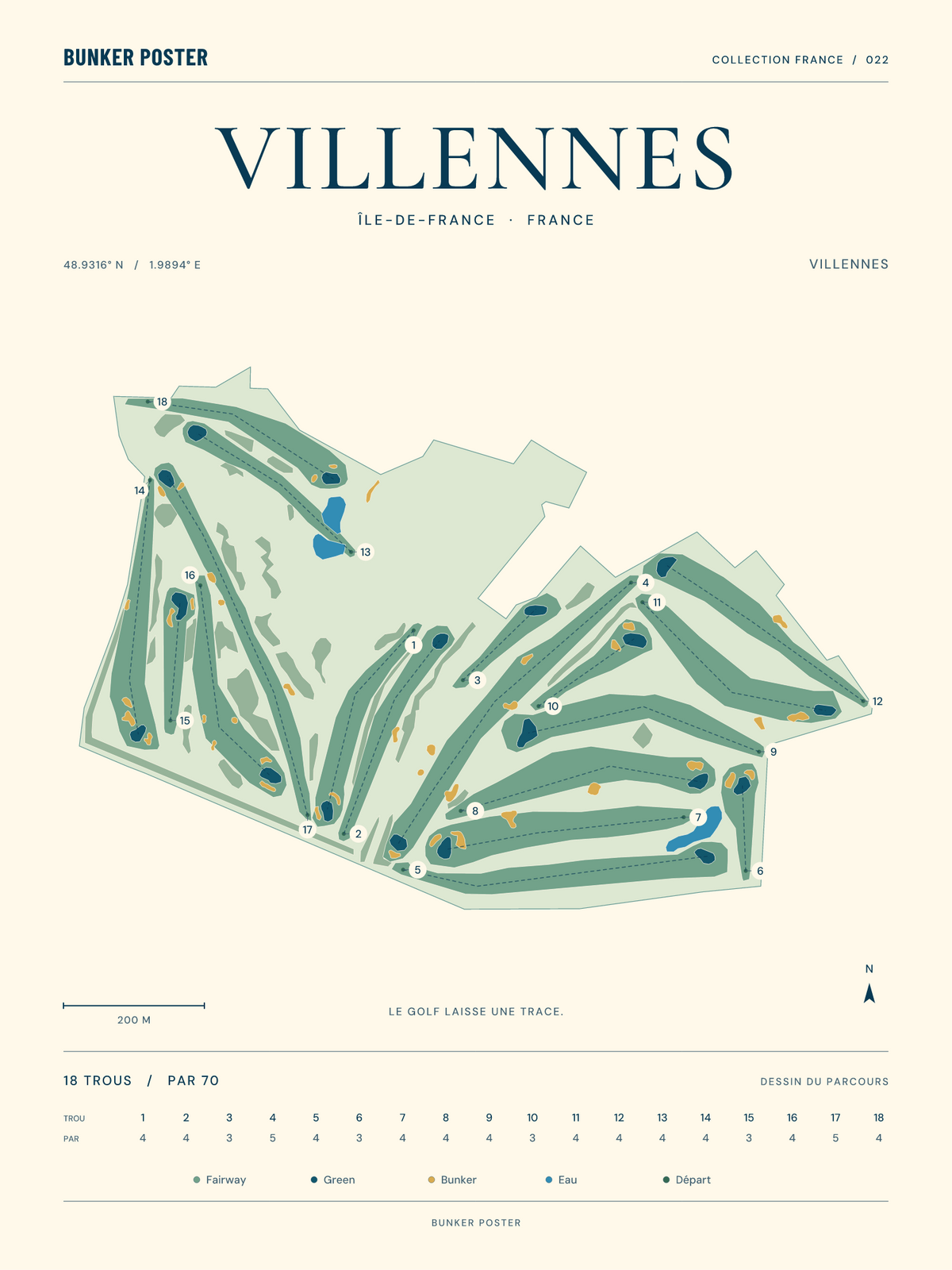 Golf de Villennes — Villennes, Marine sur sable, 30 × 40 cm