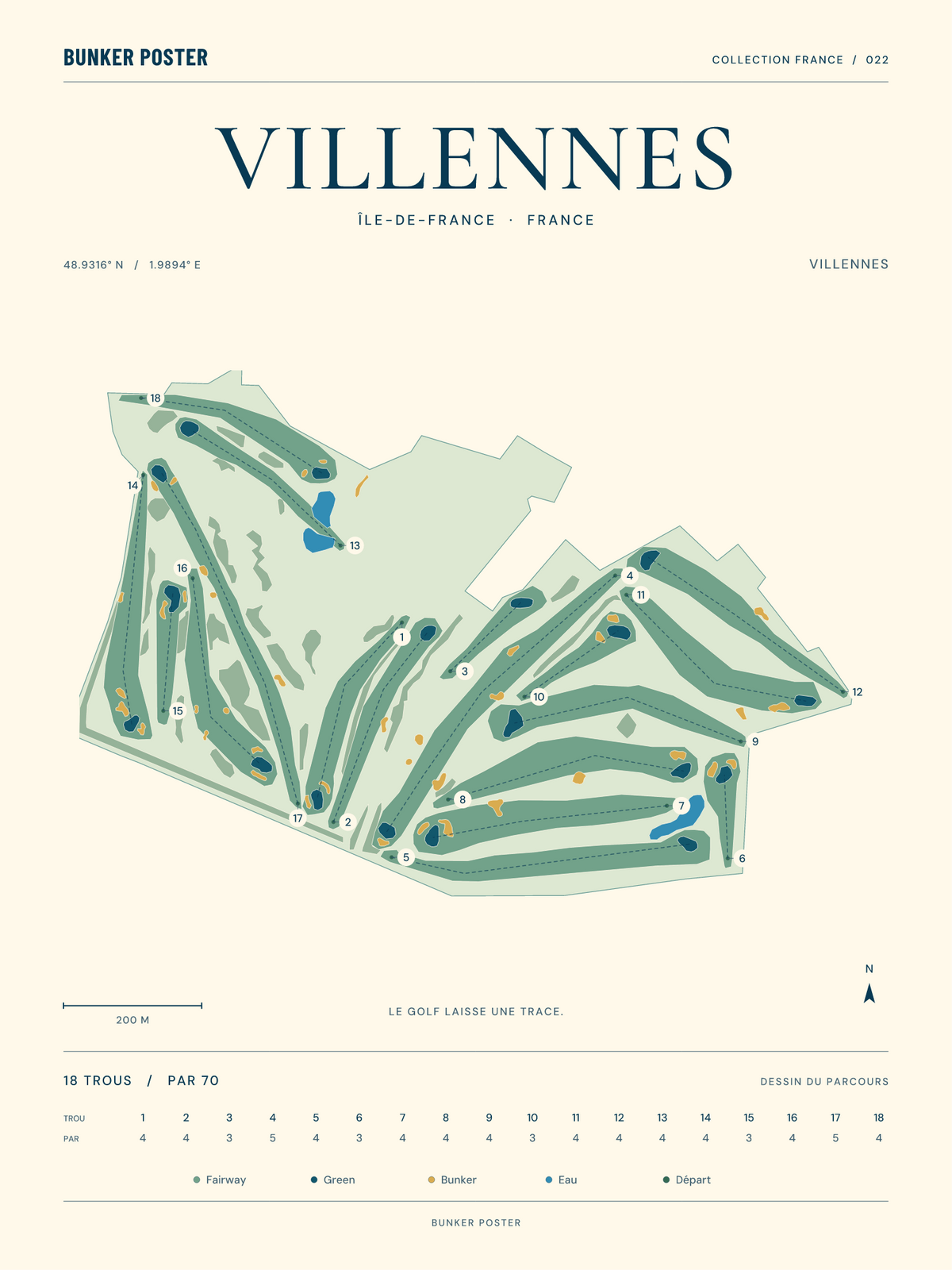 Golf de Villennes — Villennes, Marine sur sable, 30 × 40 cm