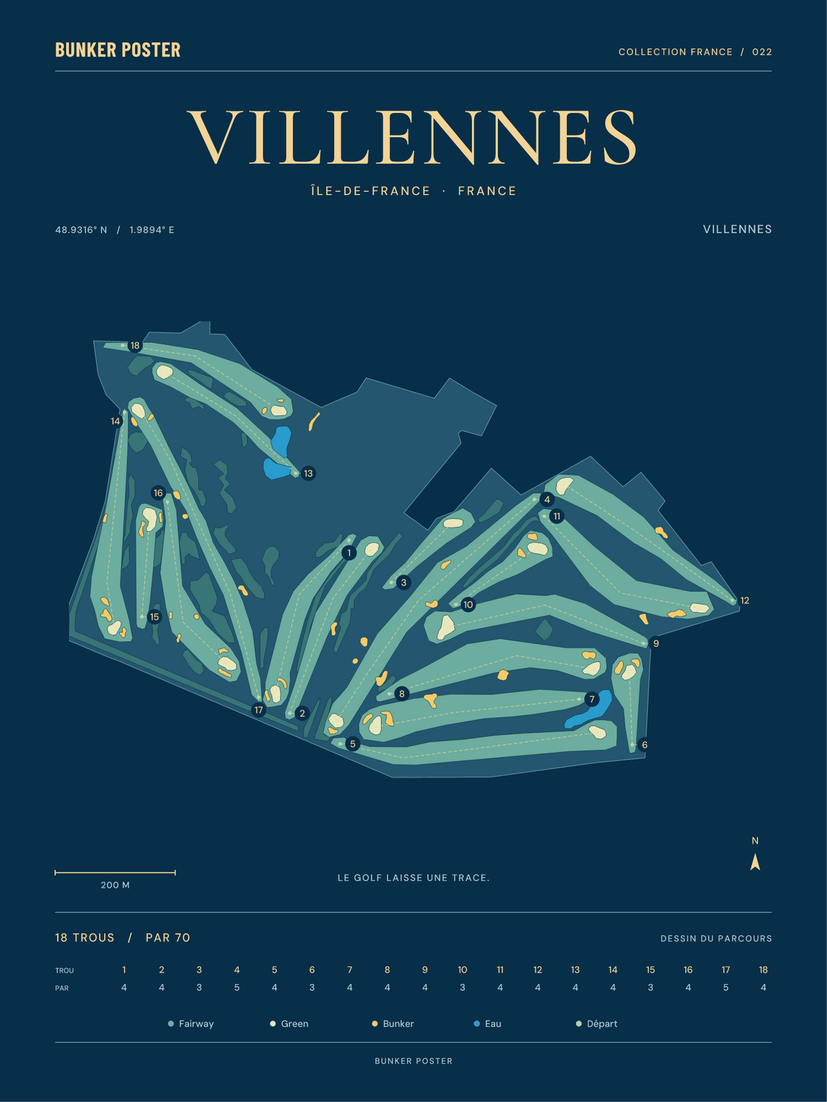Golf de Villennes — Villennes, Sable sur marine, 30 × 40 cm