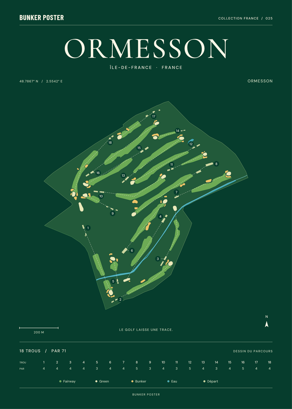 Golf d’Ormesson — Ormesson, Vert club, 50 × 70 cm