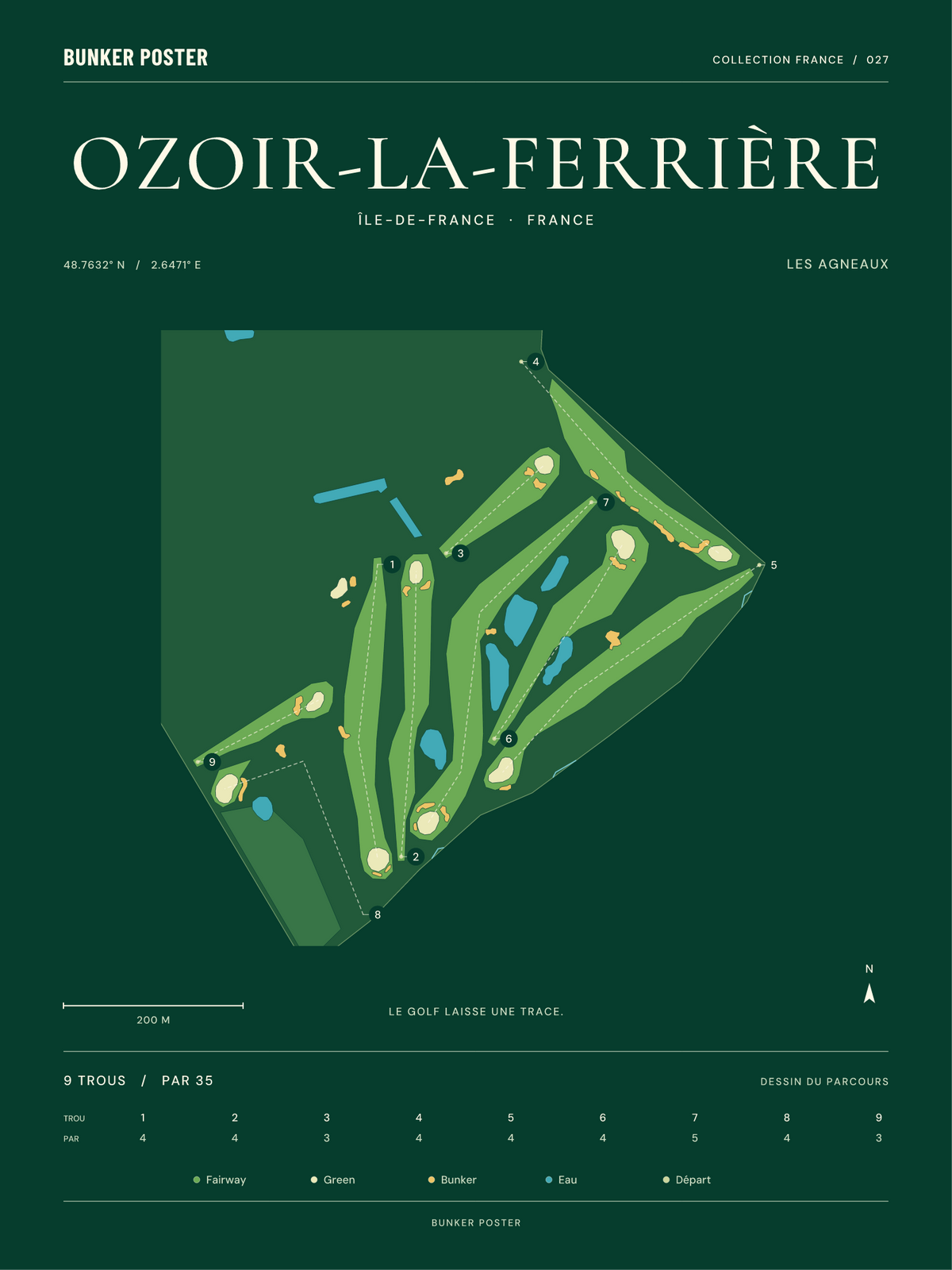 Golf d'Ozoir-la-Ferrière — Les Agneaux, Vert club, 30 × 40 cm