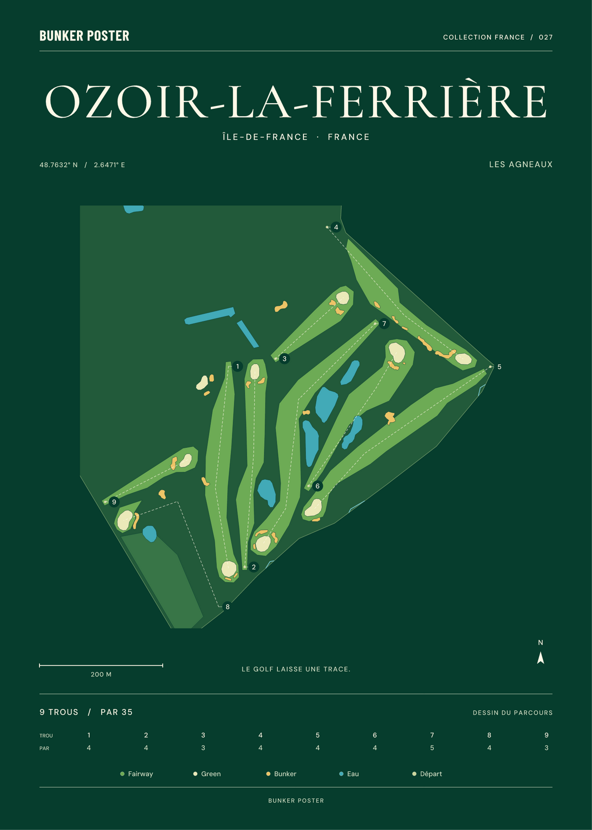 Golf d'Ozoir-la-Ferrière — Les Agneaux, Vert club, 50 × 70 cm