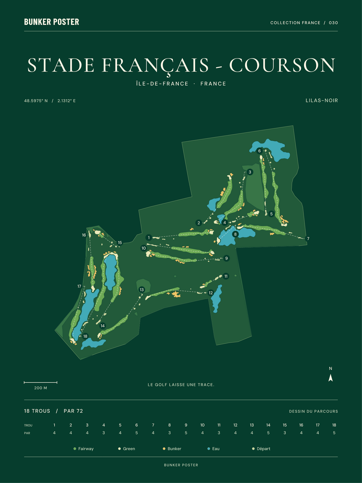 Golf du Stade Français - Courson — Lilas-Noir, Vert club, 30 × 40 cm