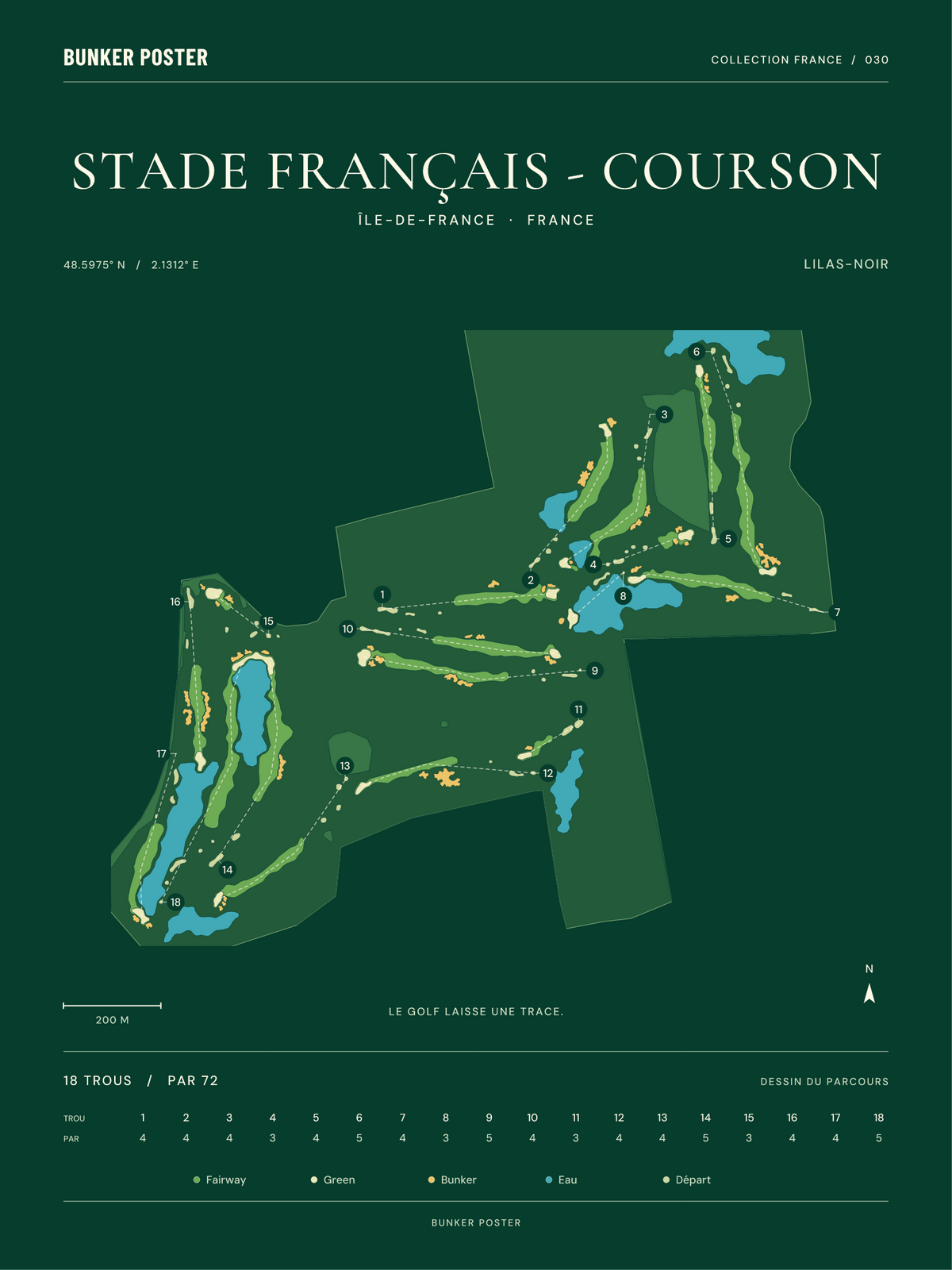 Golf du Stade Français - Courson — Lilas-Noir, Vert club, 30 × 40 cm