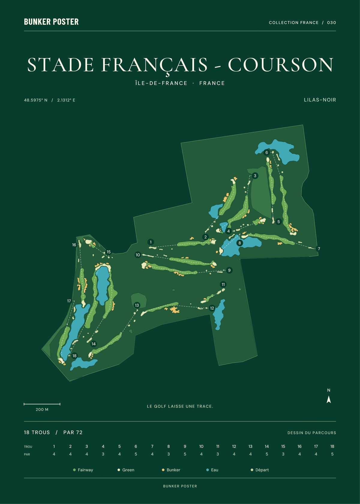 Golf du Stade Français - Courson — Lilas-Noir, Vert club, 50 × 70 cm