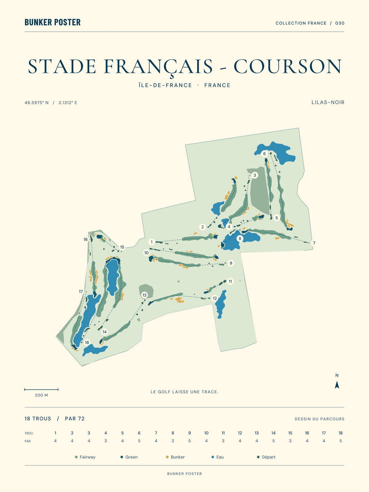 Golf du Stade Français - Courson — Lilas-Noir, Marine sur sable, 30 × 40 cm