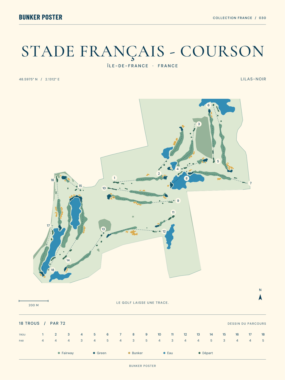 Golf du Stade Français - Courson — Lilas-Noir, Marine sur sable, 30 × 40 cm