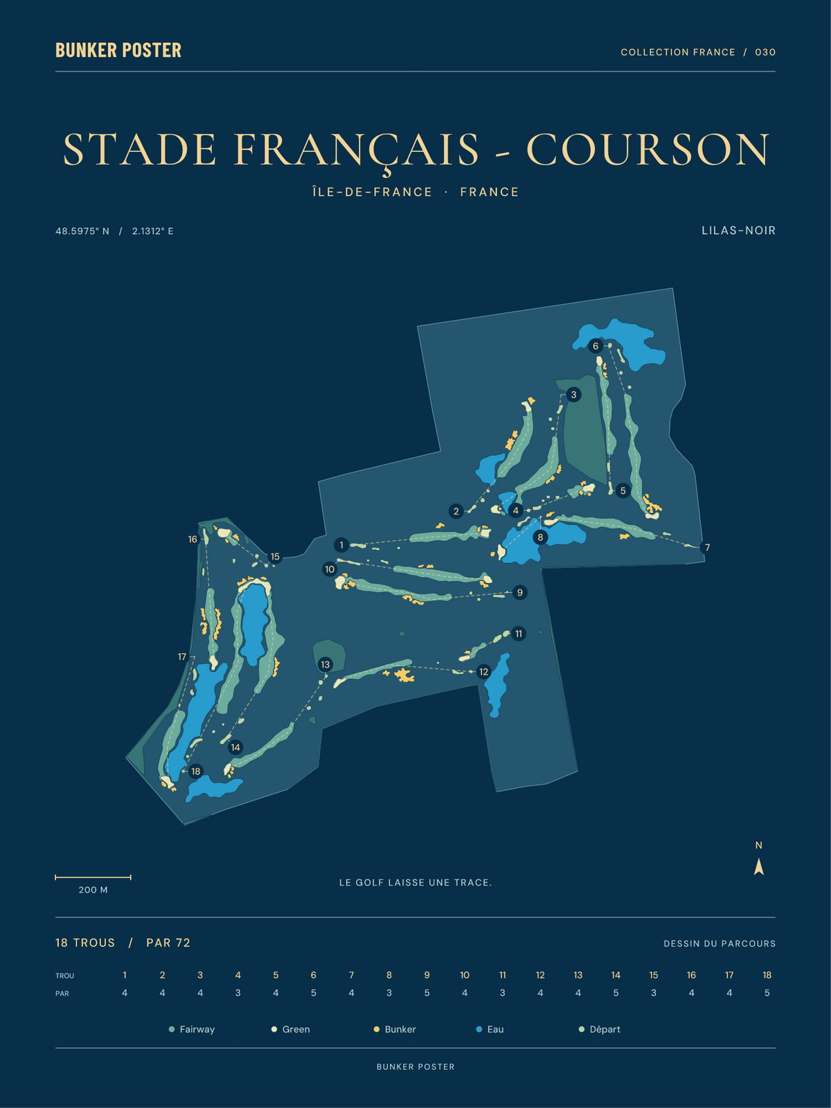 Golf du Stade Français - Courson — Lilas-Noir, Sable sur marine, 30 × 40 cm